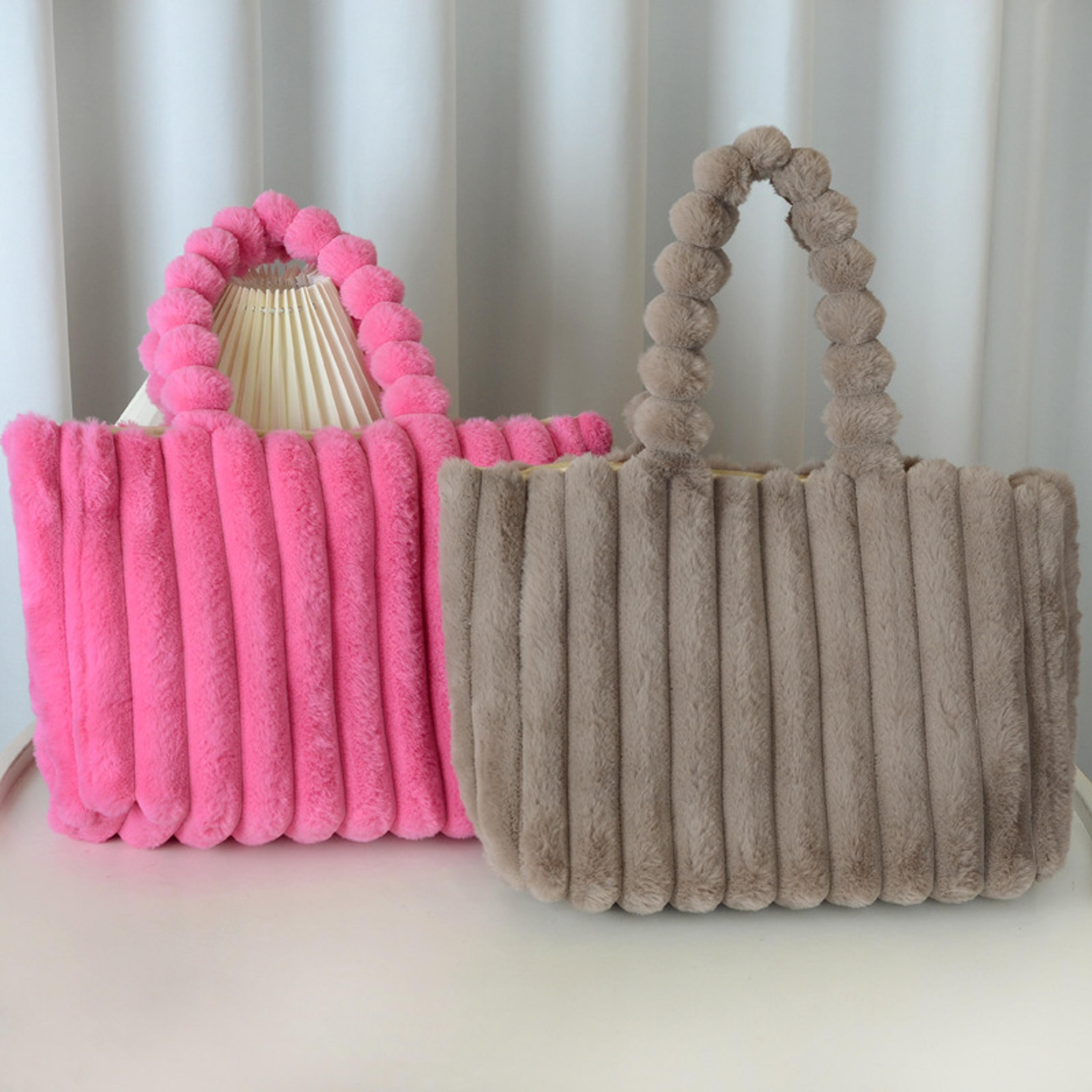soft plush tote bag for women cozy faux fur shoulder bag for autumn winter