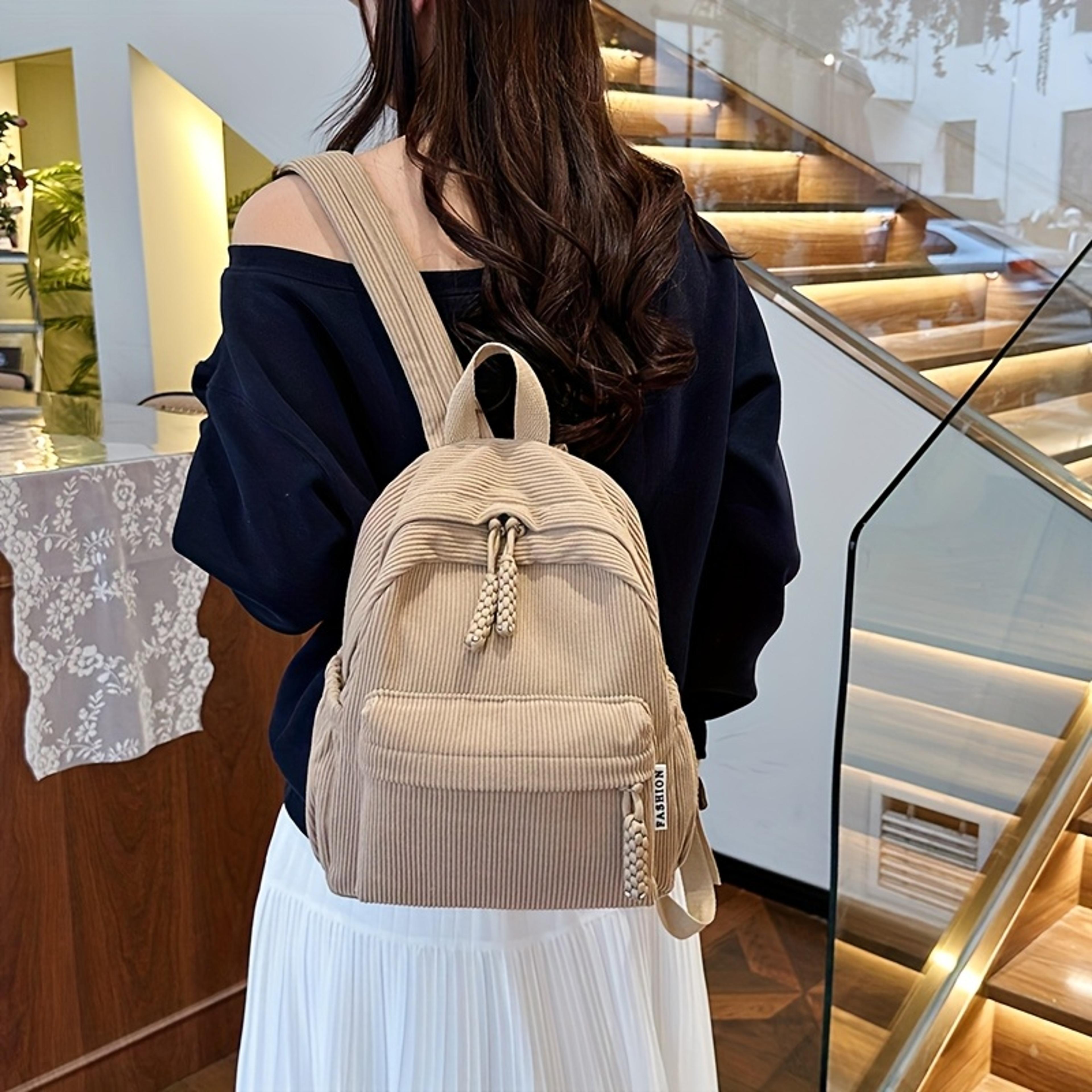 corduroy mini backpack lightweight casual daypack with adjustable straps