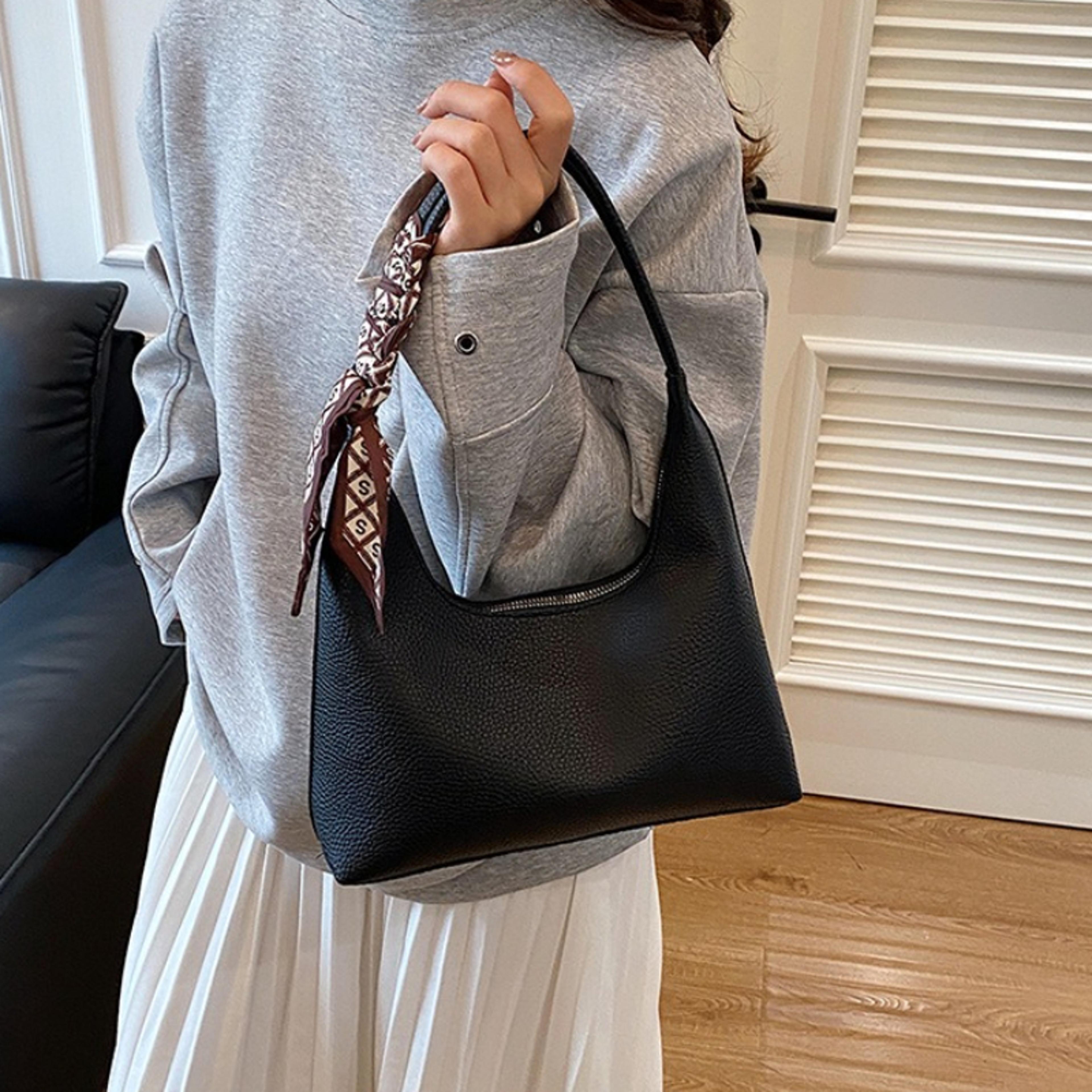 textured womens tote bag with silk scarf spacious everyday shoulder purse
