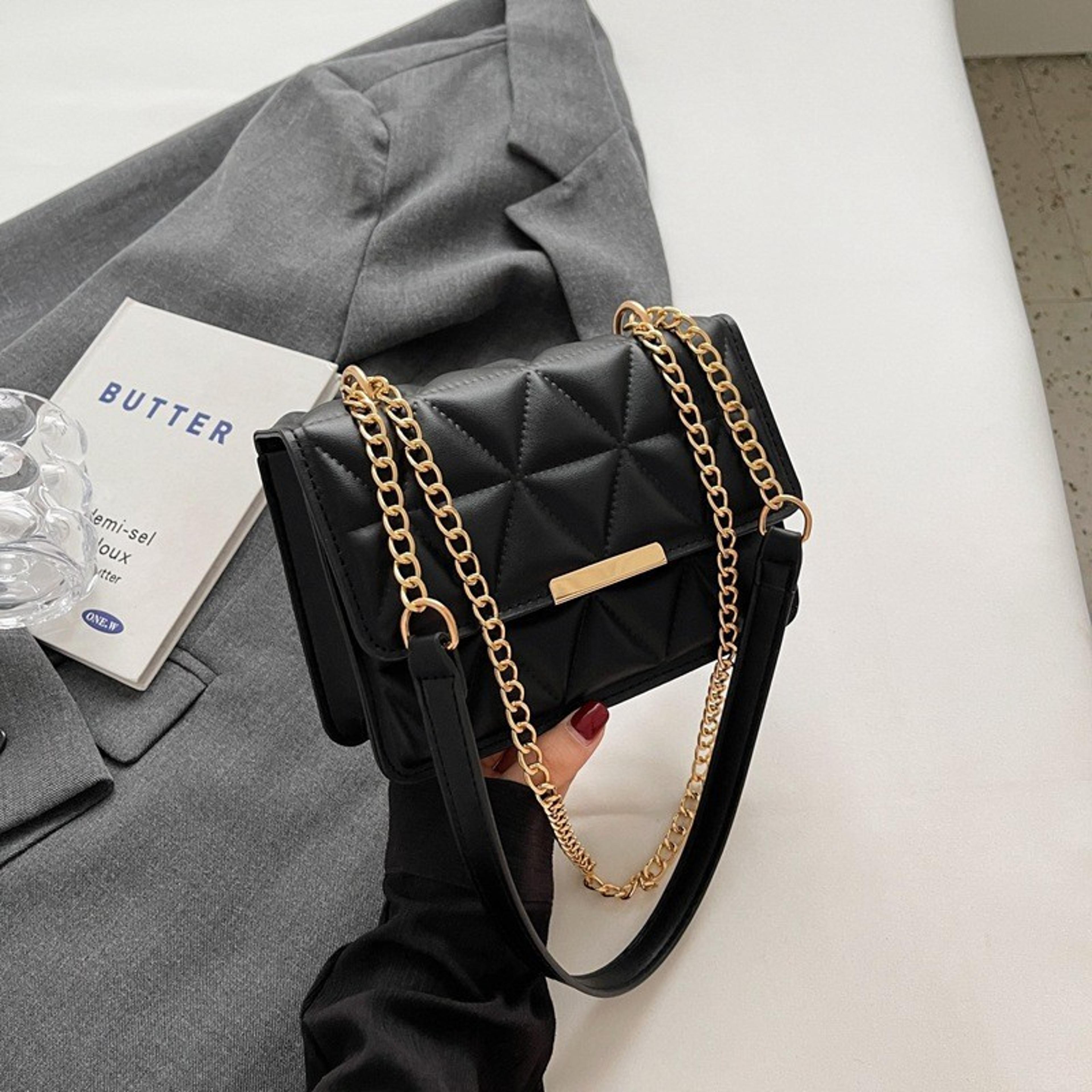 chic quilted crossbody bag for women with chain strap small square purse
