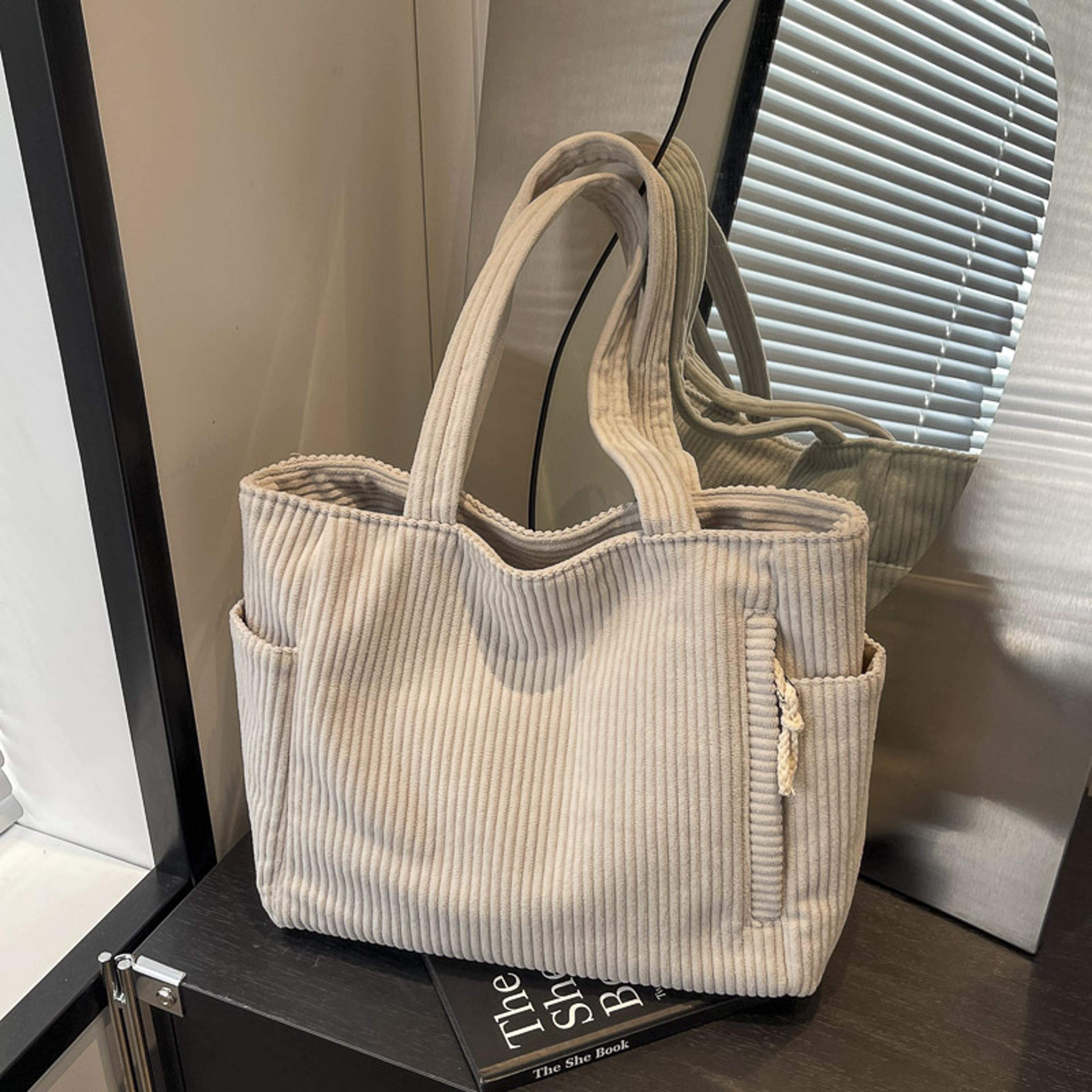 corduroy tote bag for women large capacity korean style shoulder bag