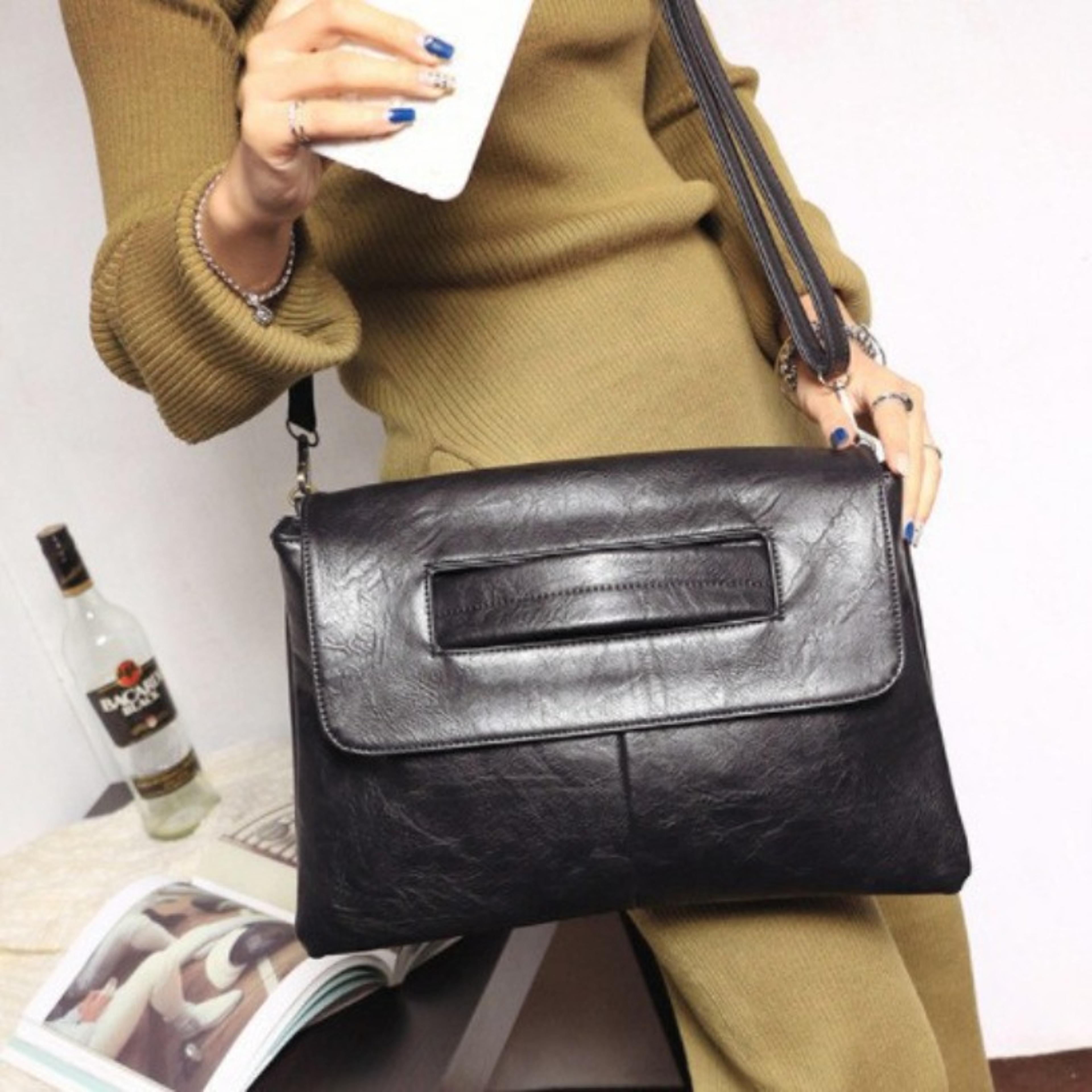 elegant faux leather crossbody bag large capacity convertible work clutch