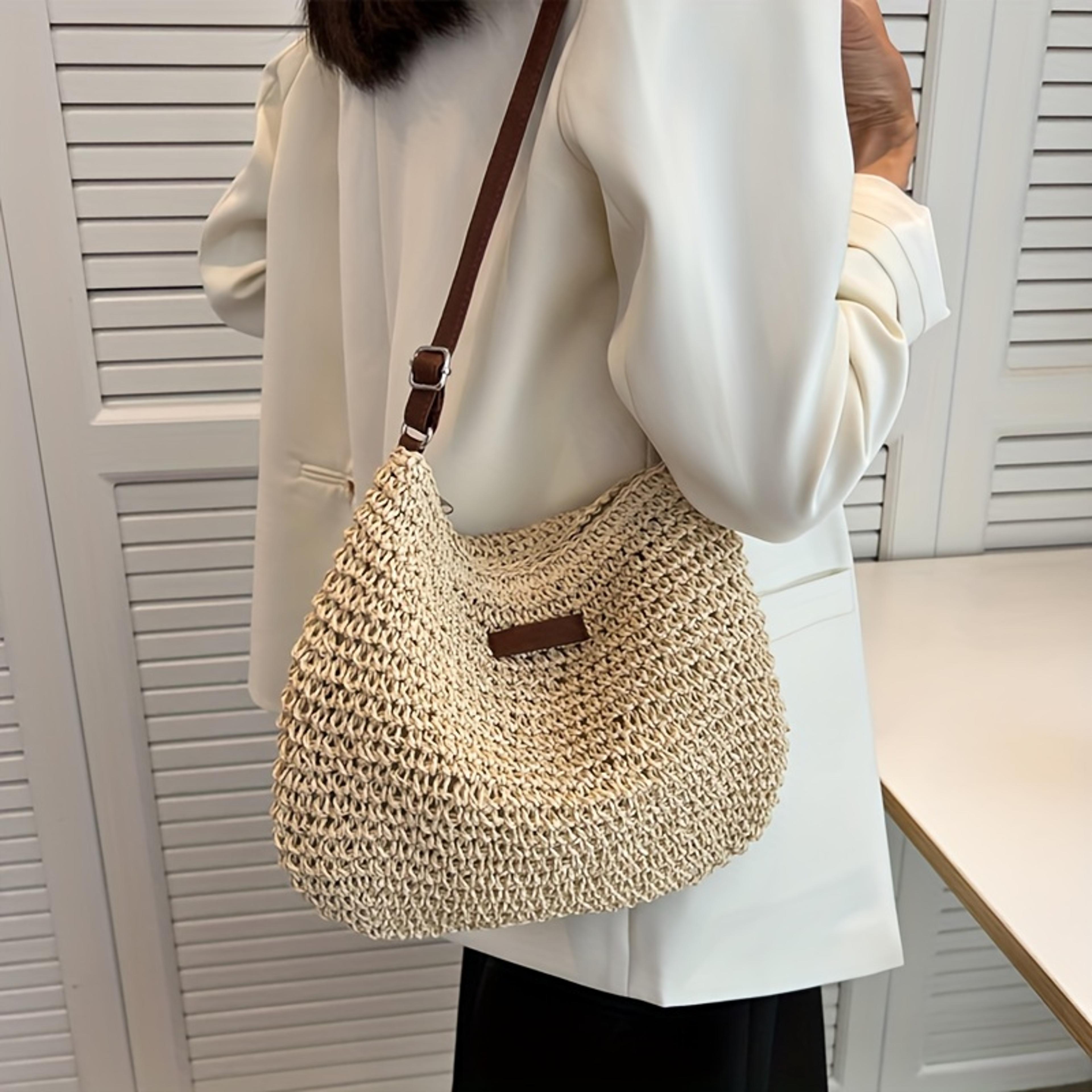 chic straw crossbody bag for women with adjustable strap and roomy woven design
