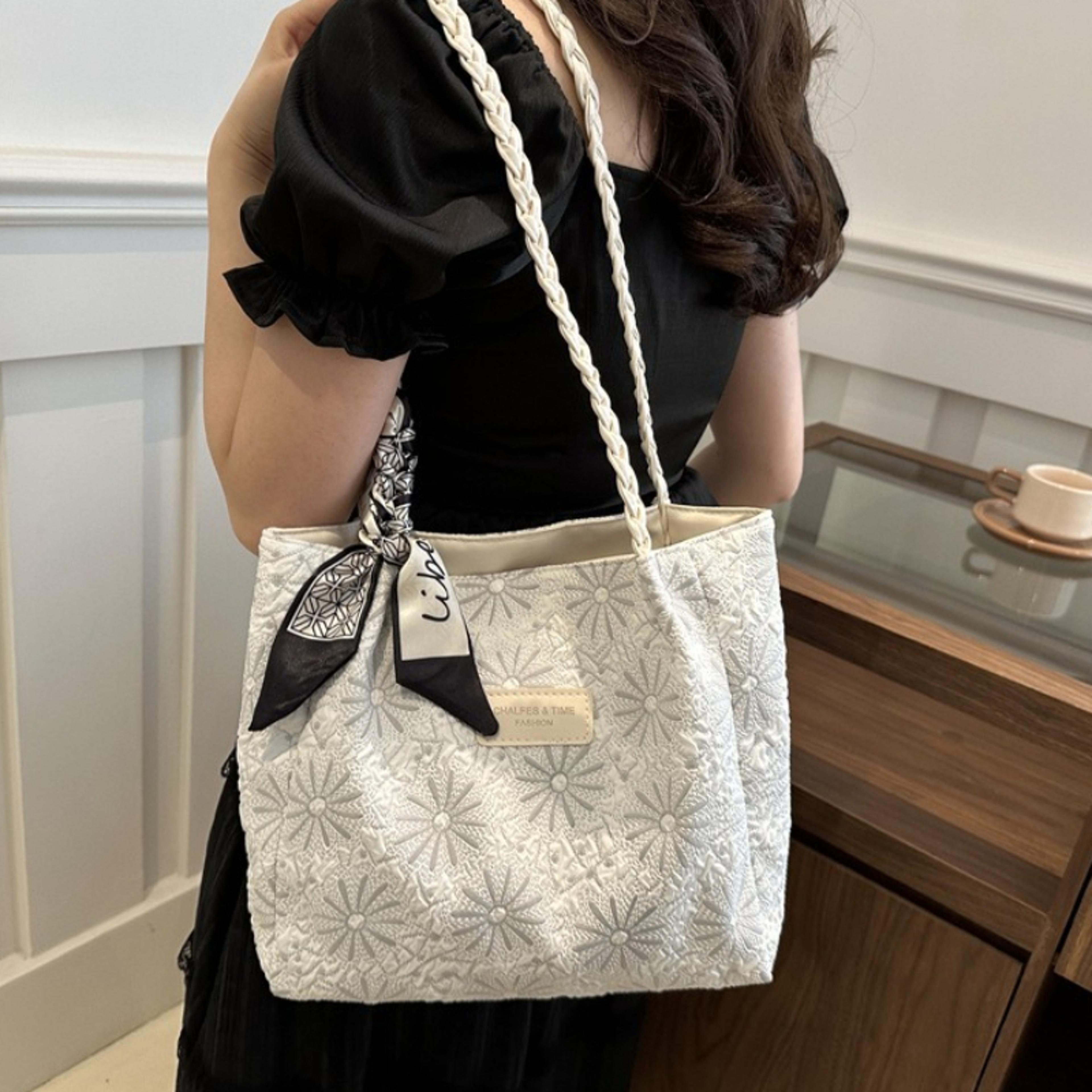 chic quilted tote bag for women large capacity shoulder work and travel purse