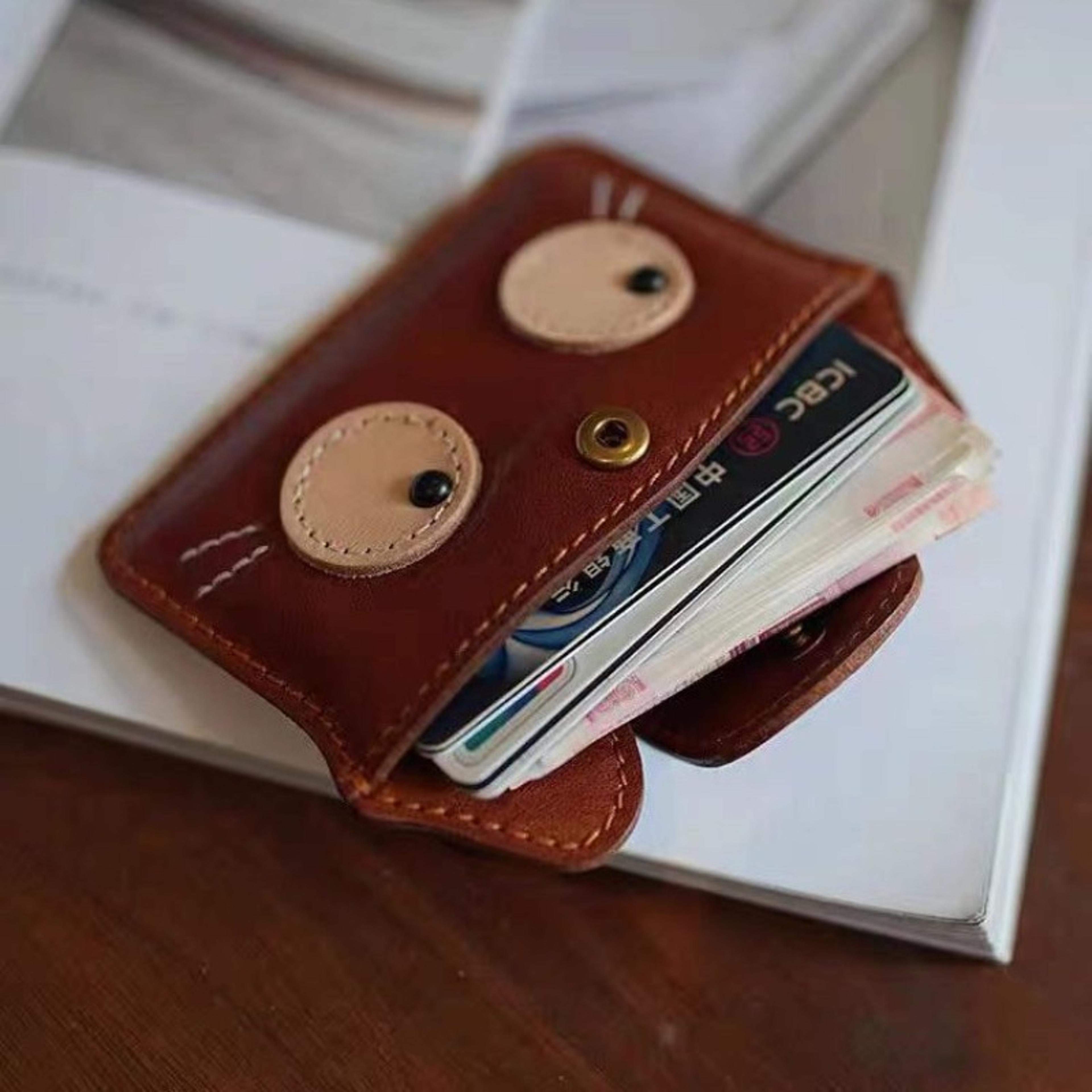 cute cat wallet and cat card holder with coin purse compact multi slot pu leather organizer