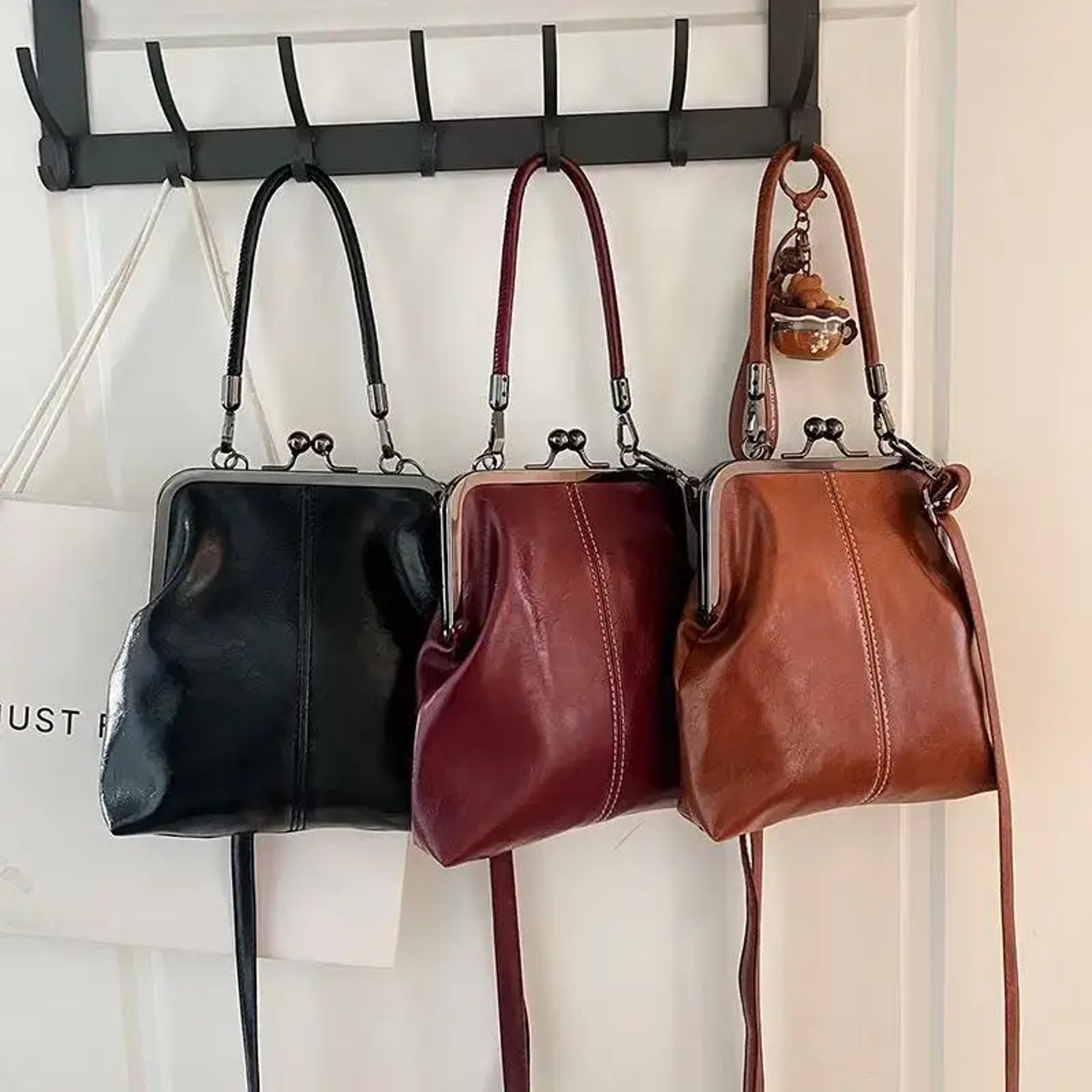 vintage kiss lock handbag retro crossbody shoulder purse for women