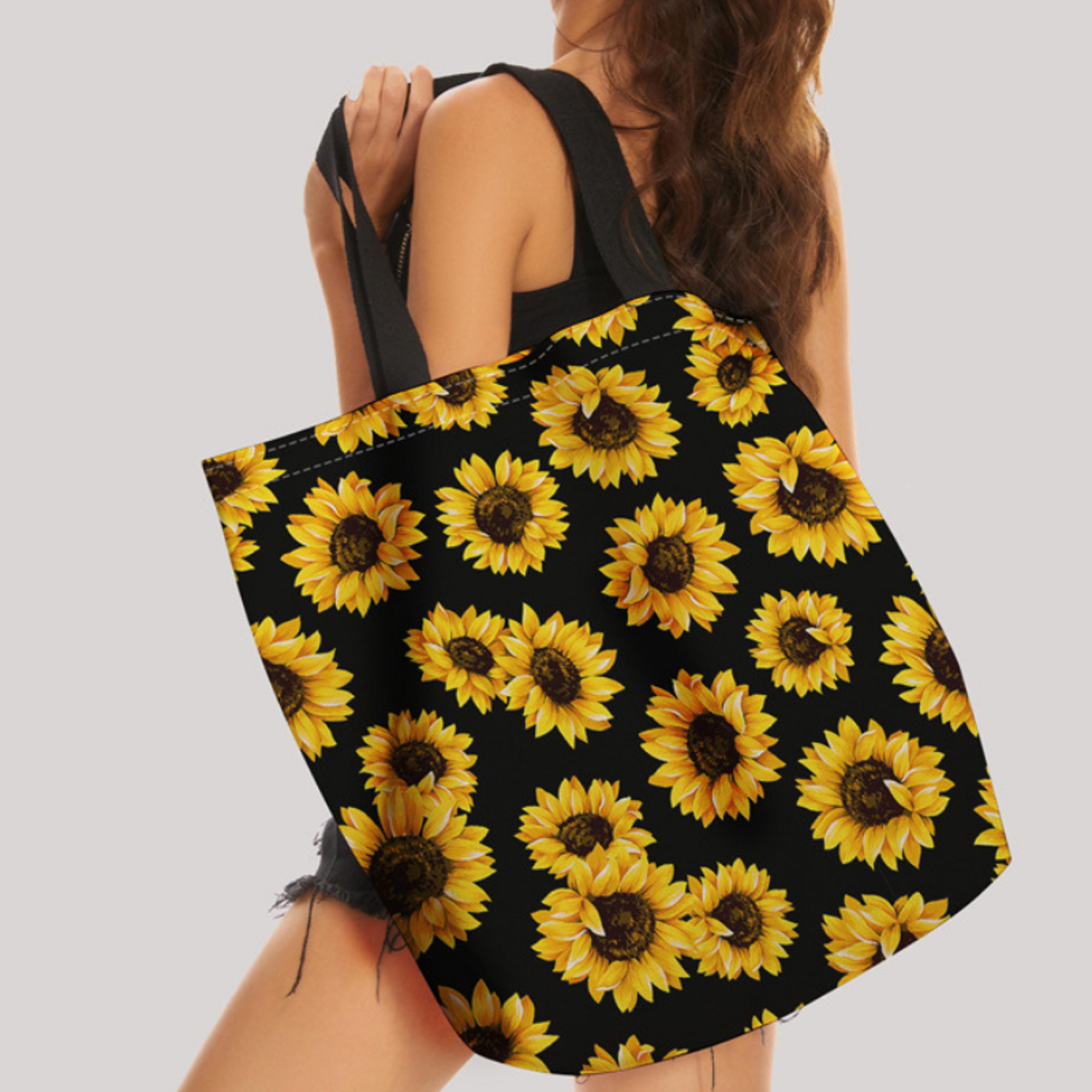 sunflower canvas tote bag lightweight reinforced shoulder bag for women
