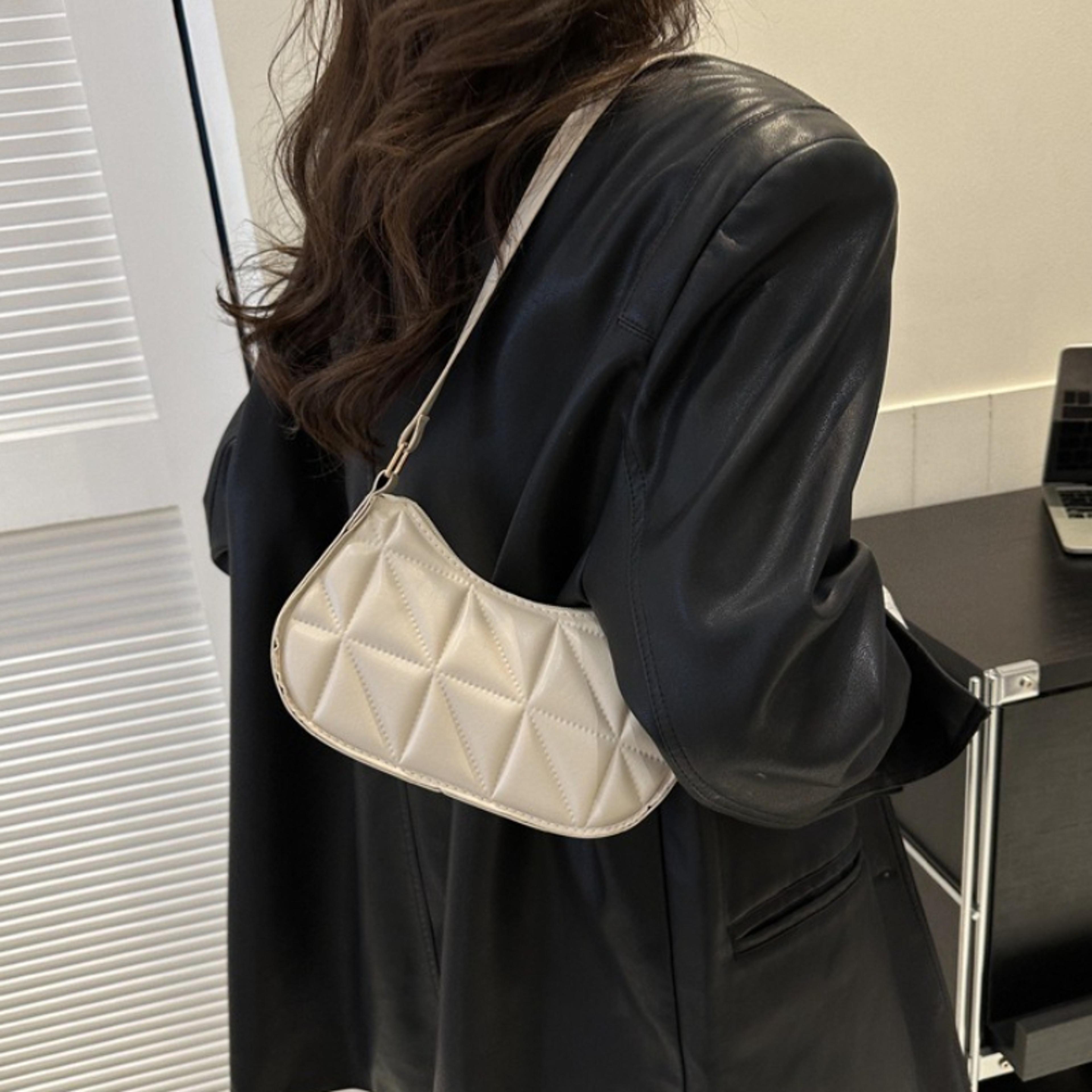 retro quilted crescent shoulder bag for women brown everyday commuter purse