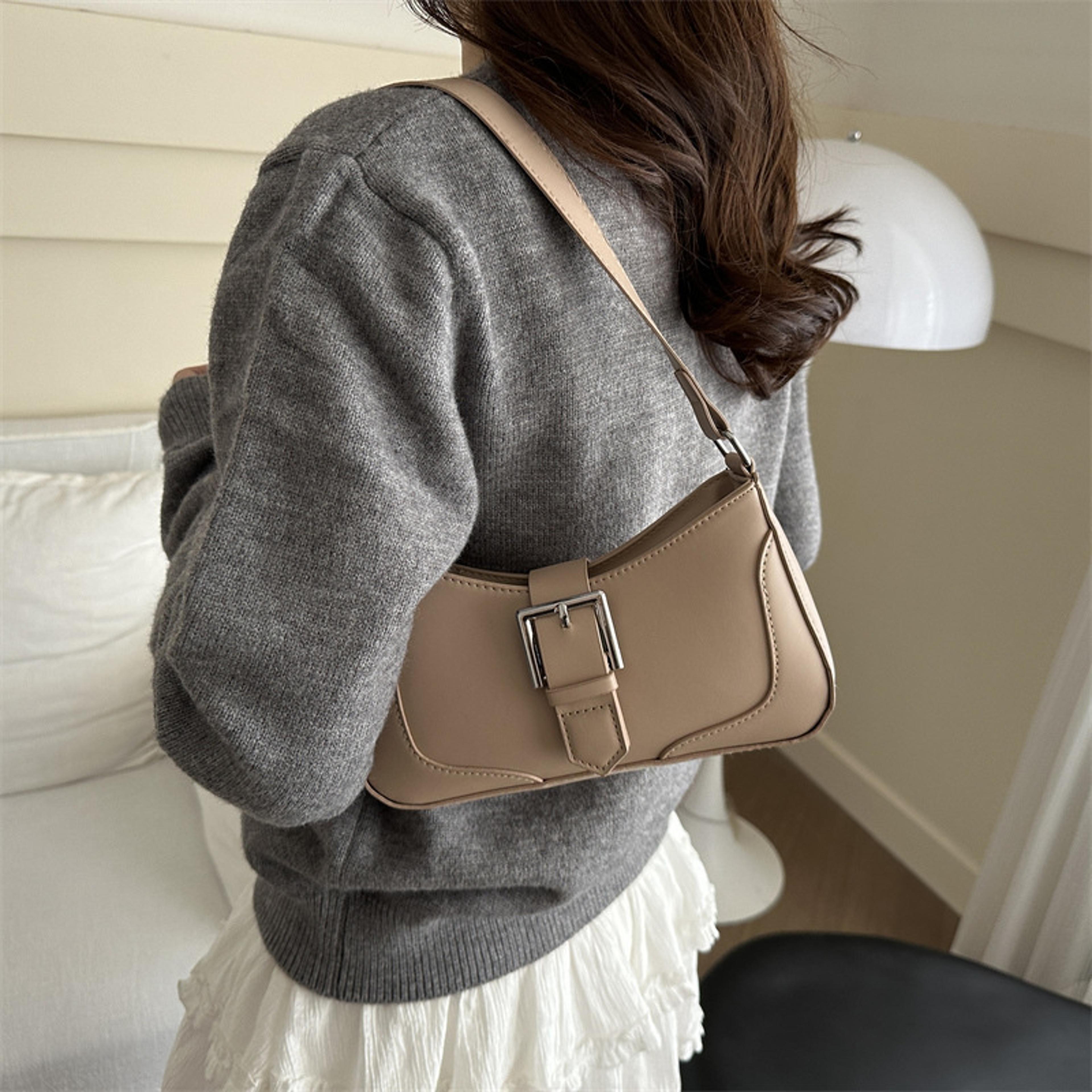 elegant womens underarm bag minimalist buckle shoulder purse