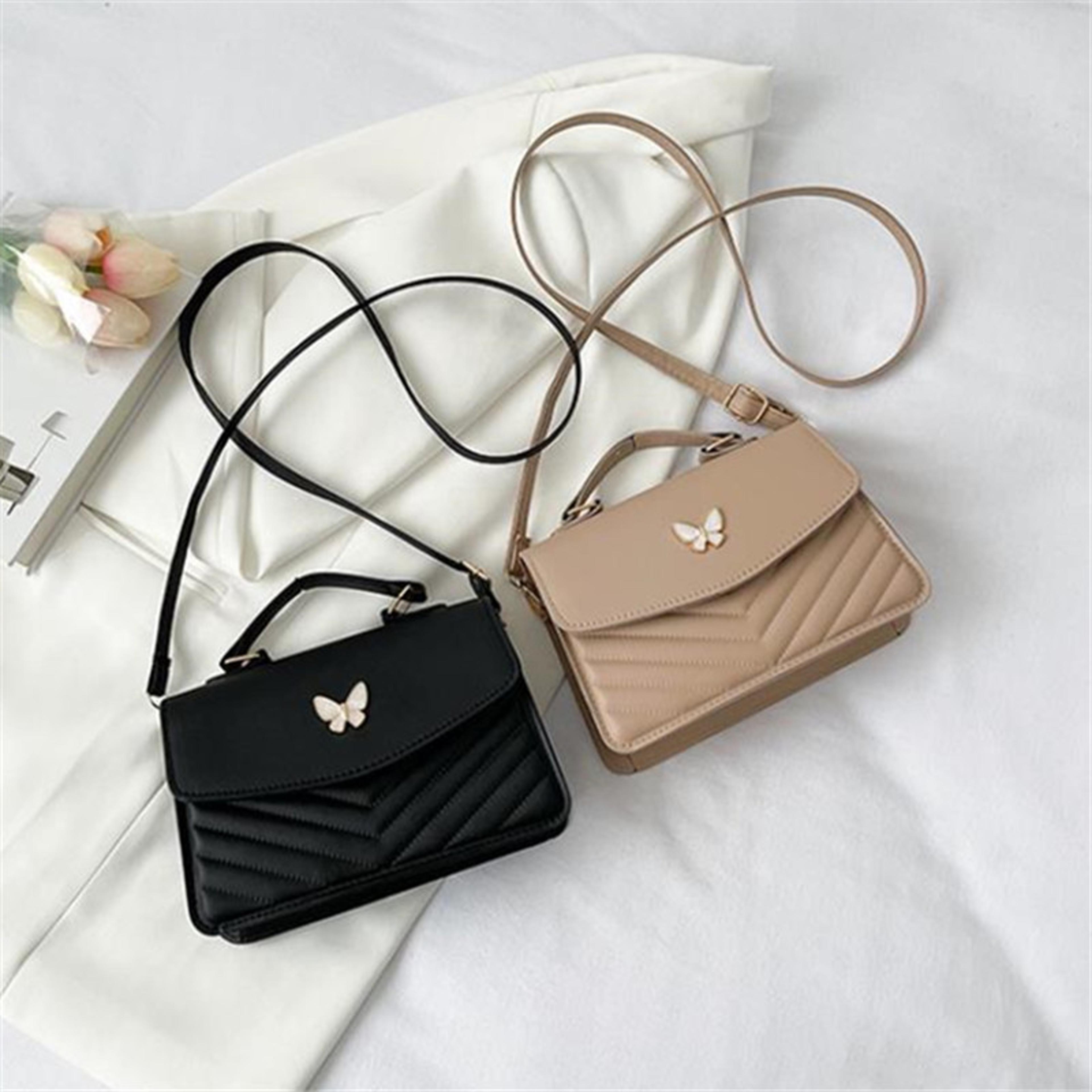 butterfly quilted crossbody bag for women with adjustable strap and top handle