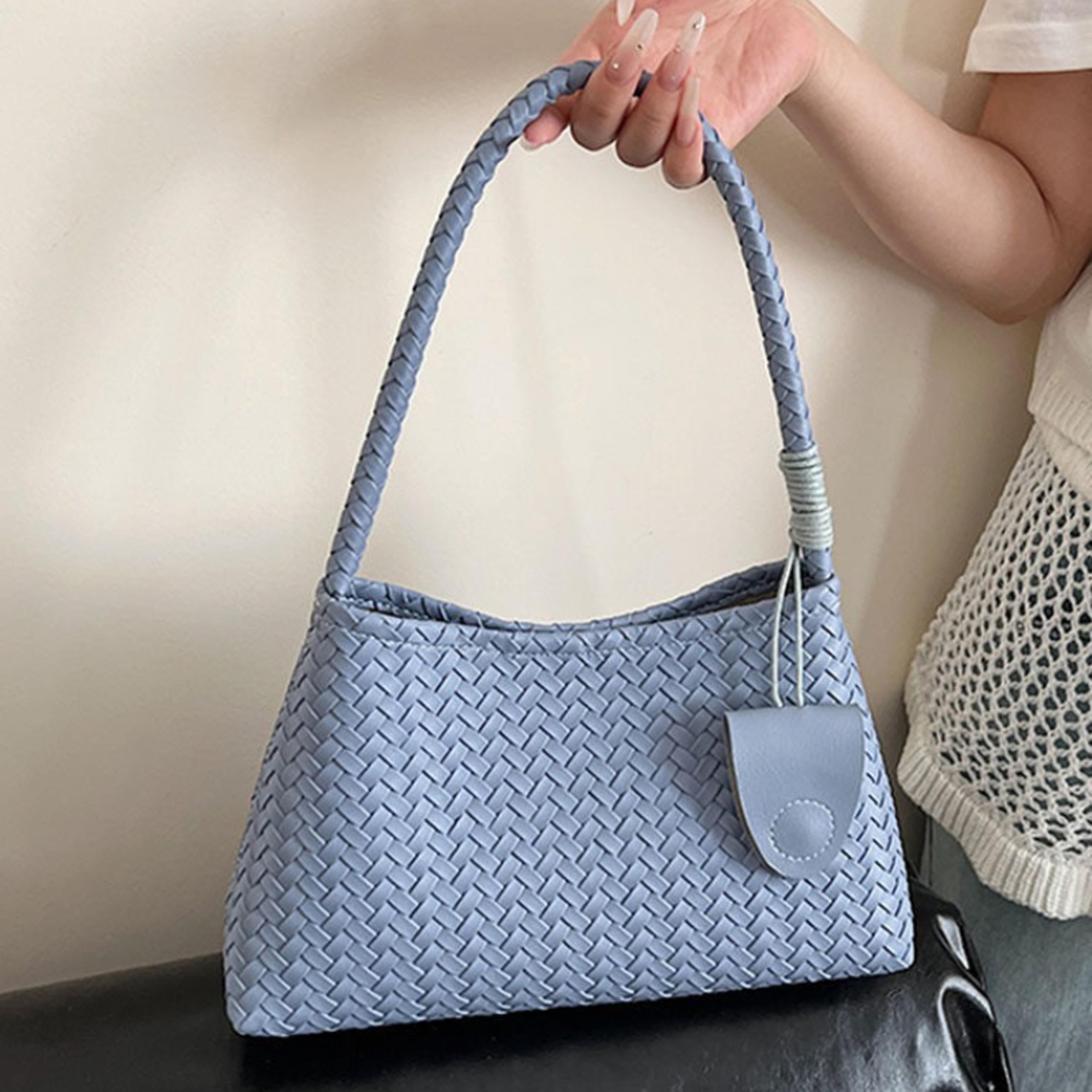woven shoulder bag with braided handle minimalist underarm tote