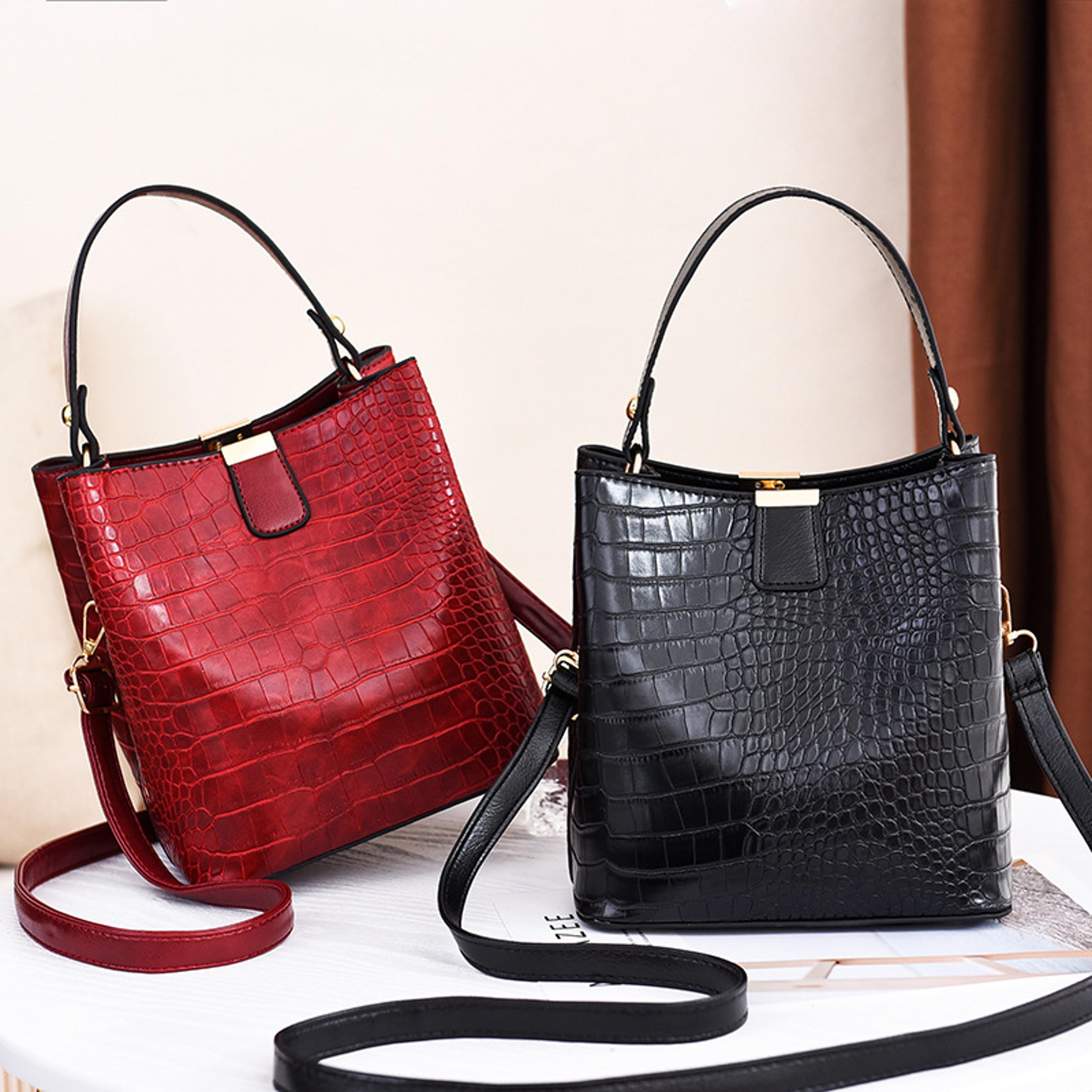 vintage stone pattern womens bucket bag crossbody leather shoulder purse