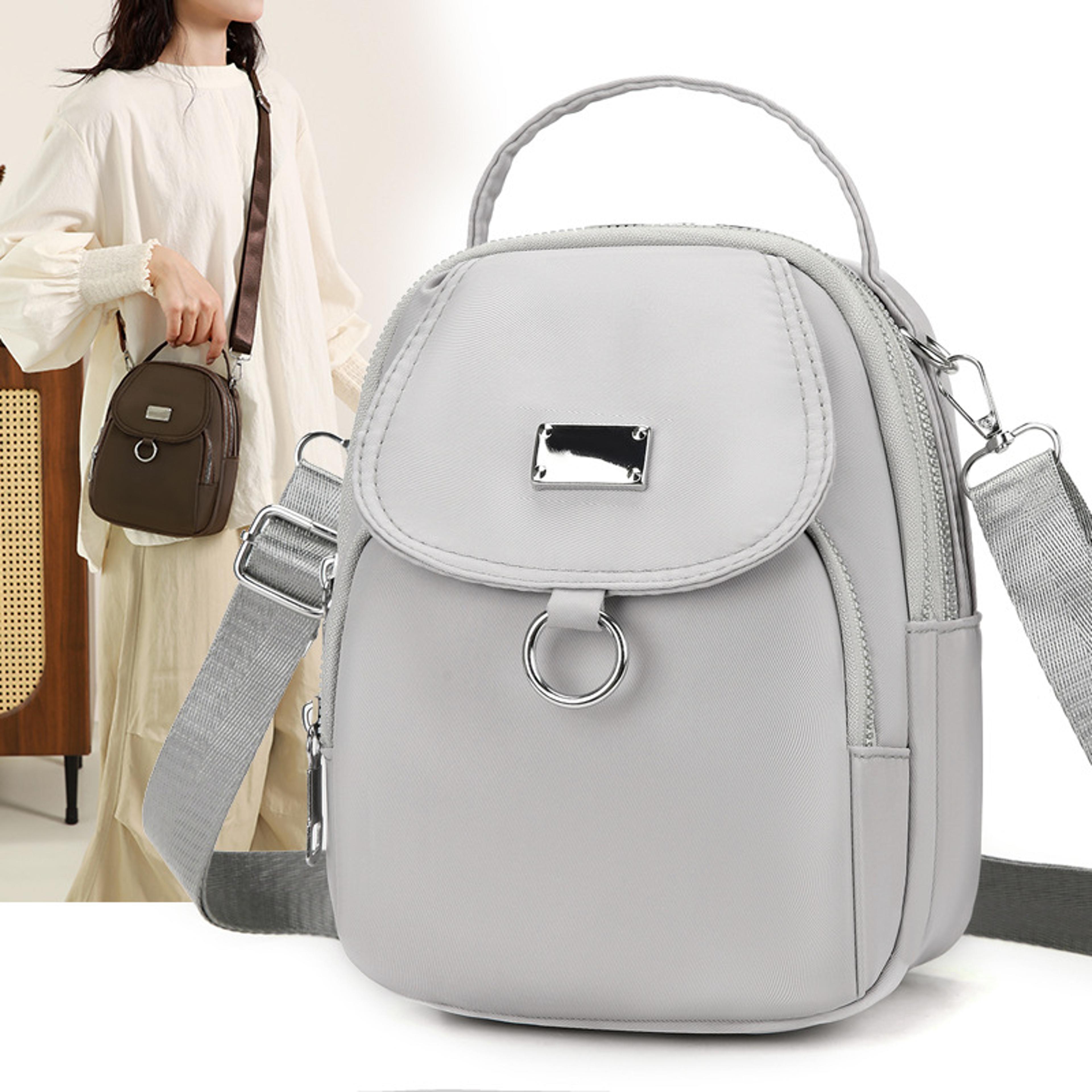 chic mini nylon crossbody bag with adjustable strap and multi pocket storage