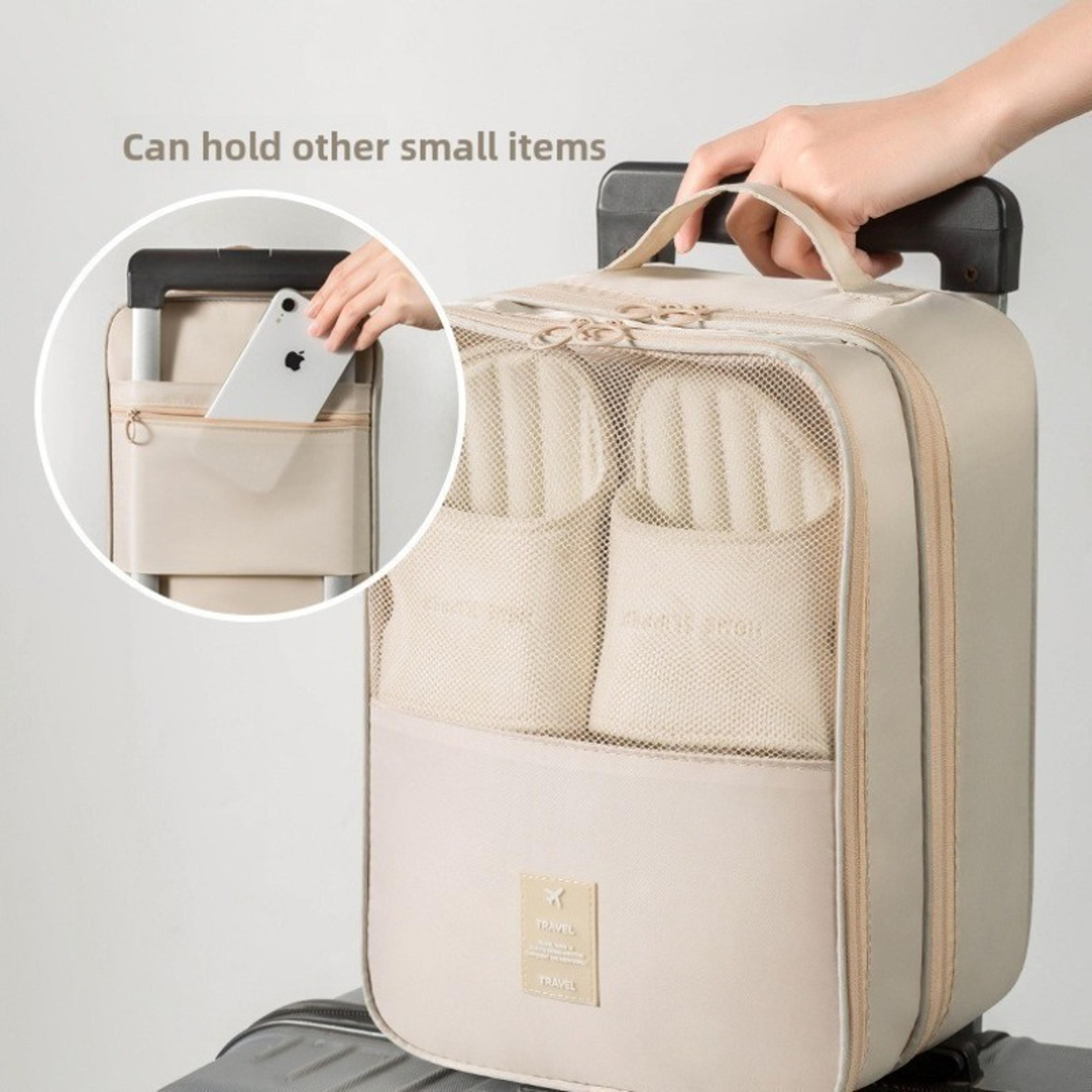 waterproof travel shoe bag with luggage strap and mesh window
