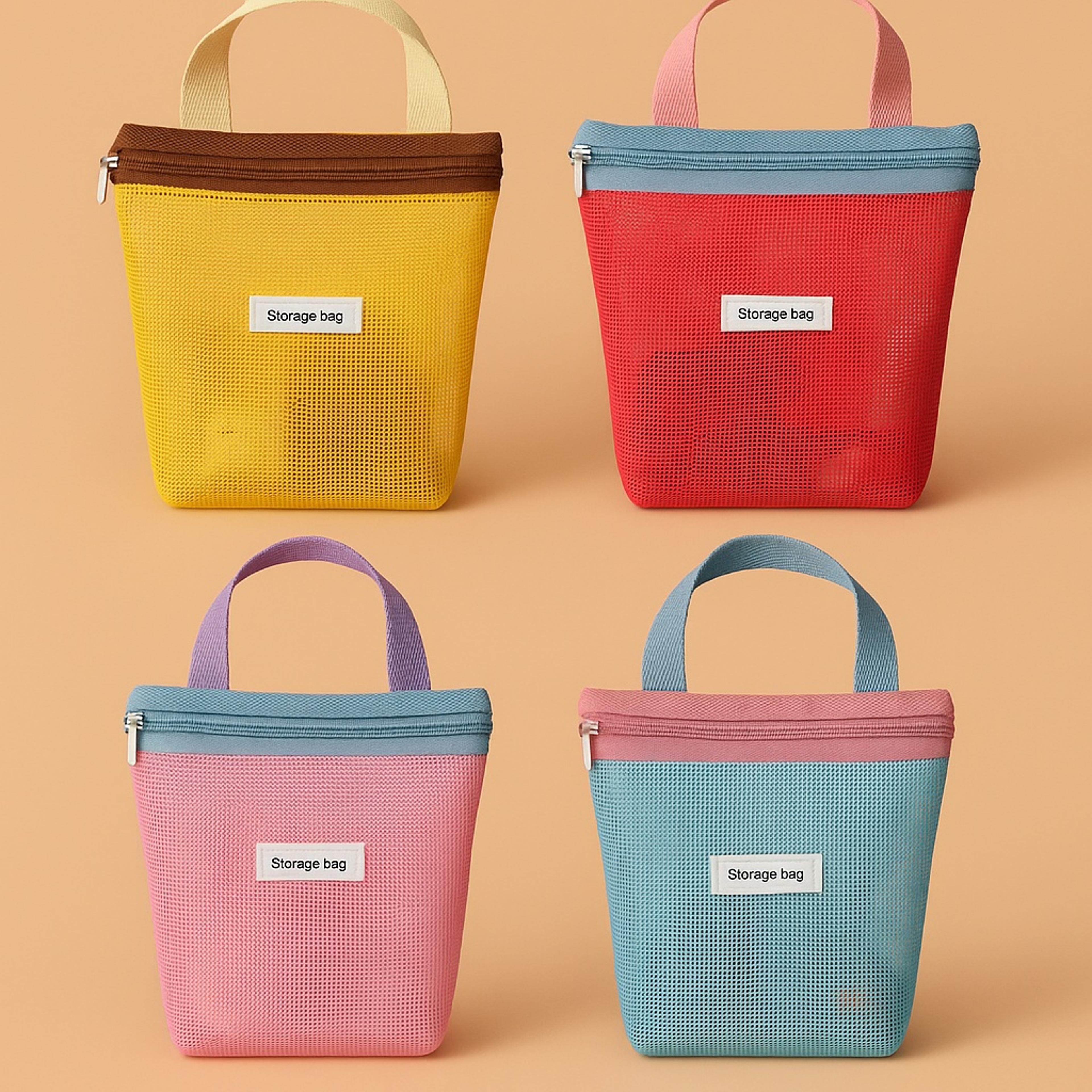 vibrant foldable mesh beach tote and travel cosmetic bag for women