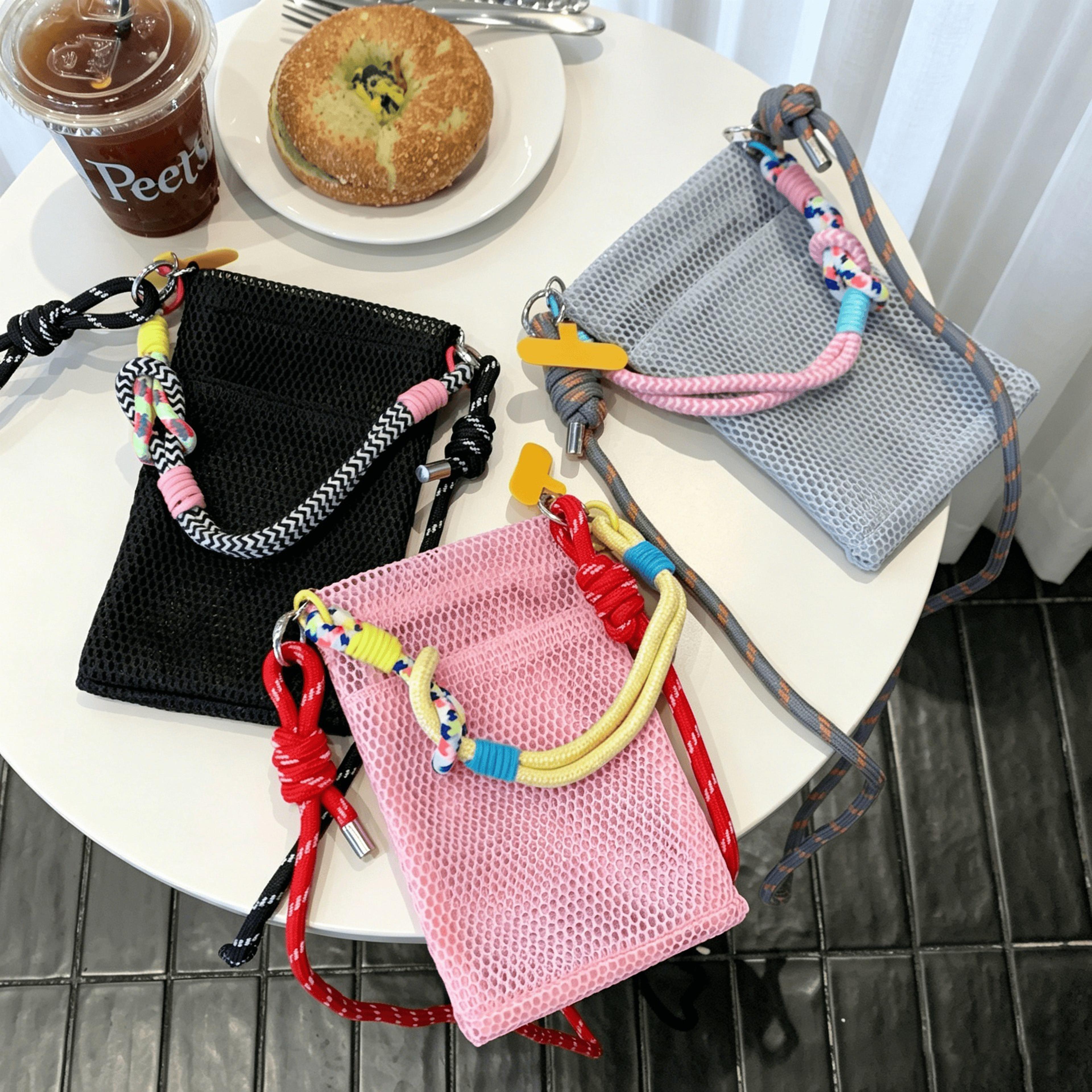 mini mesh crossbody phone bag lightweight travel shoulder purse