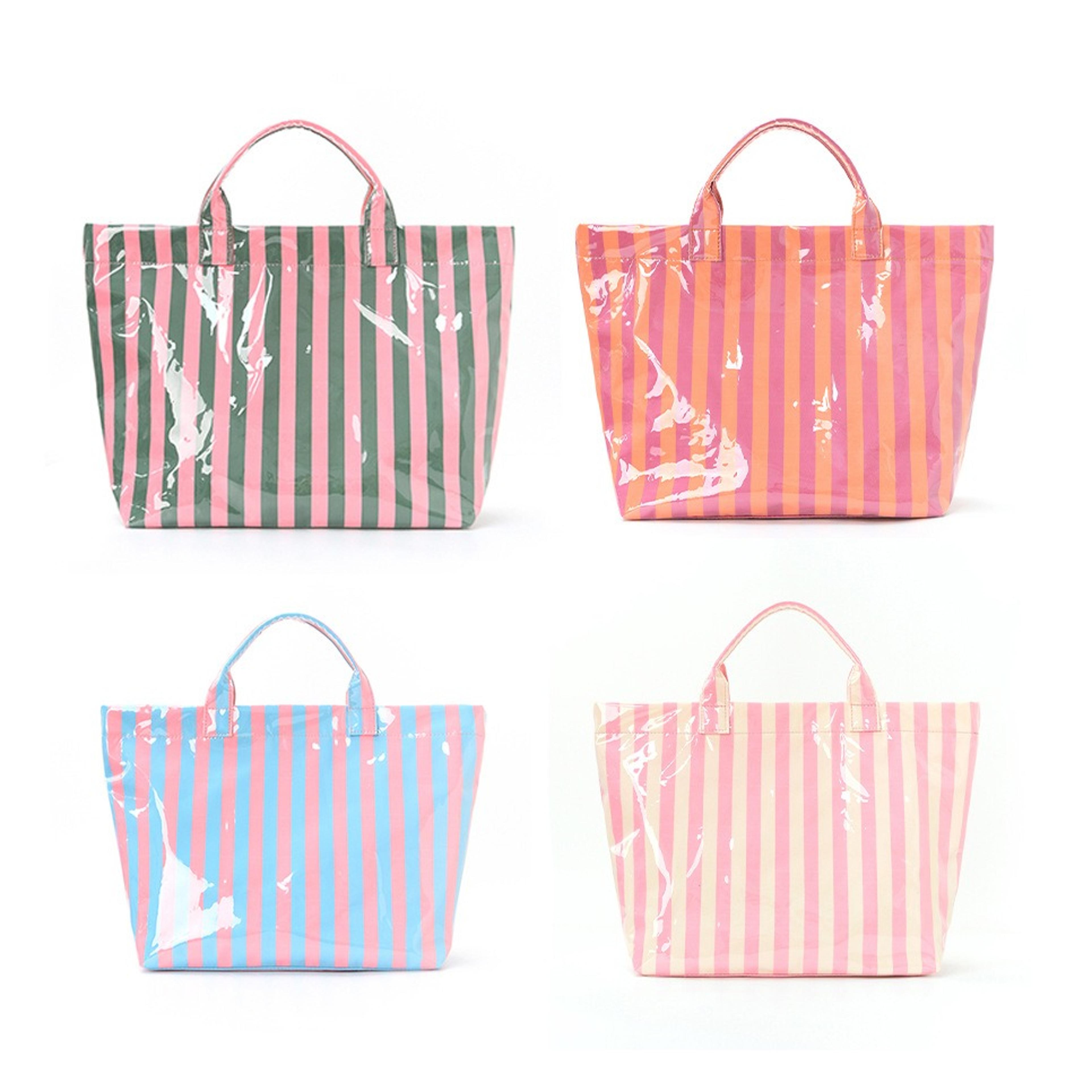 striped large capacity tote bag lightweight travel shoulder bag