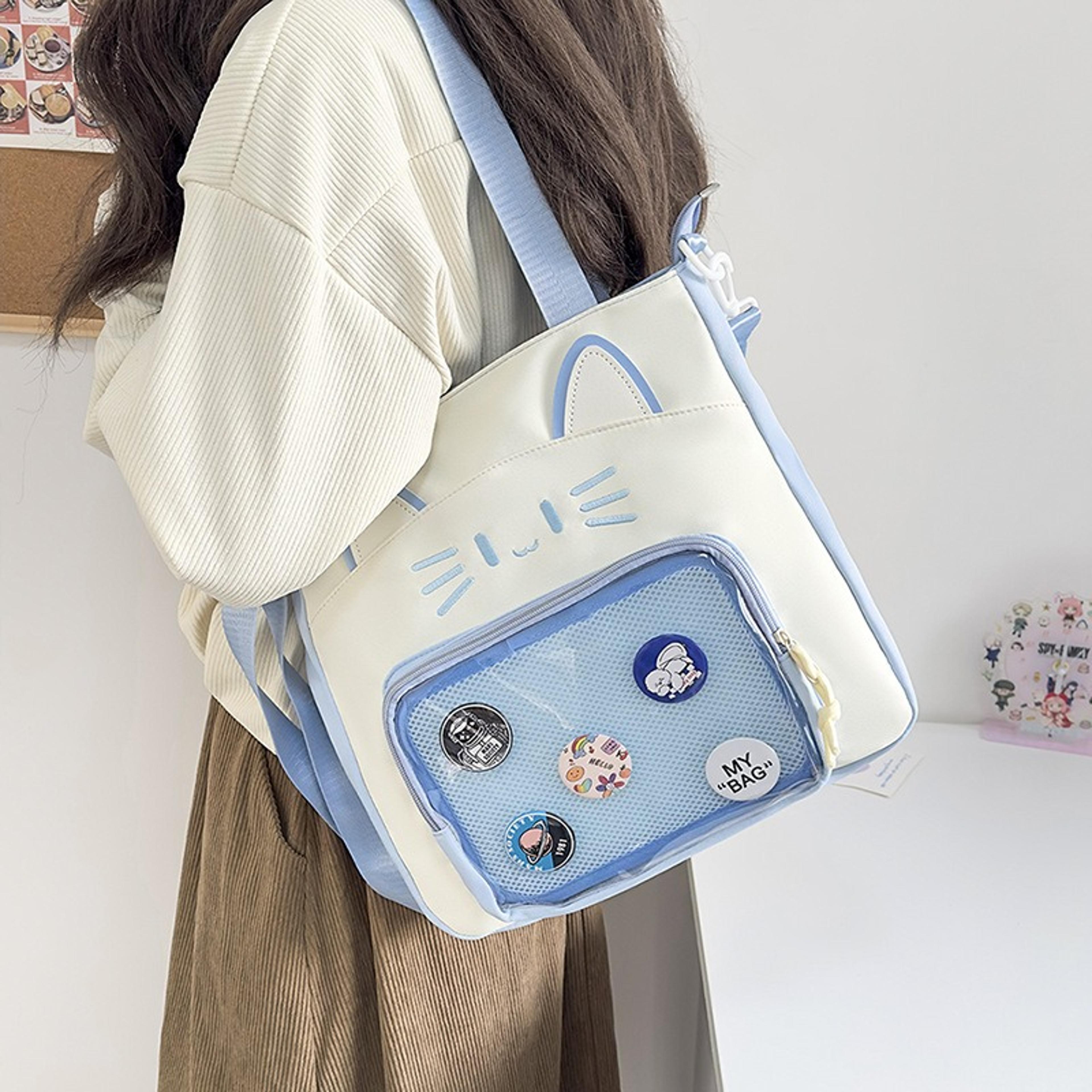 kawaii cat ita bag large capacity transparent shoulder tote