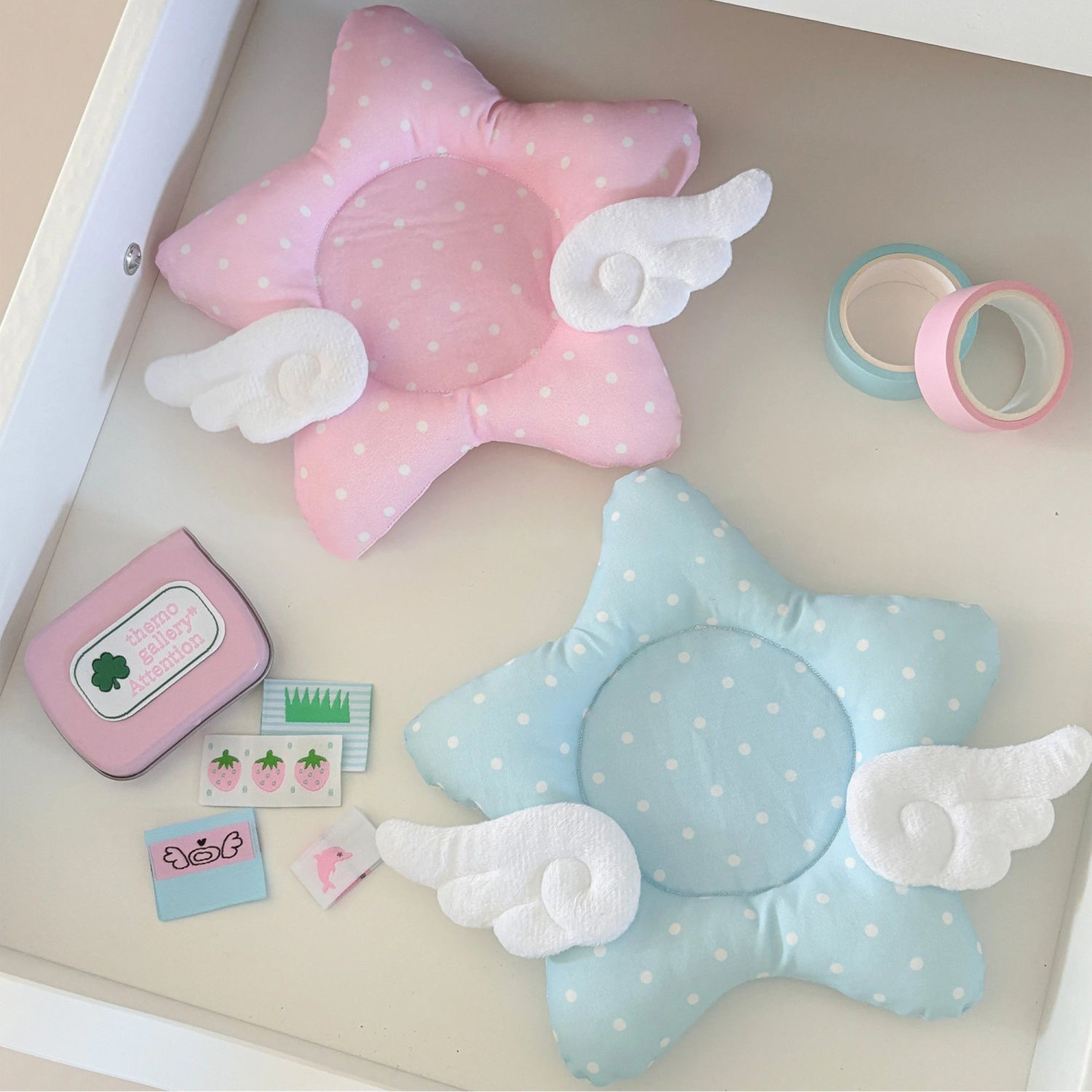 pastel star wing coaster cute aesthetic desk decor coffee cup mat