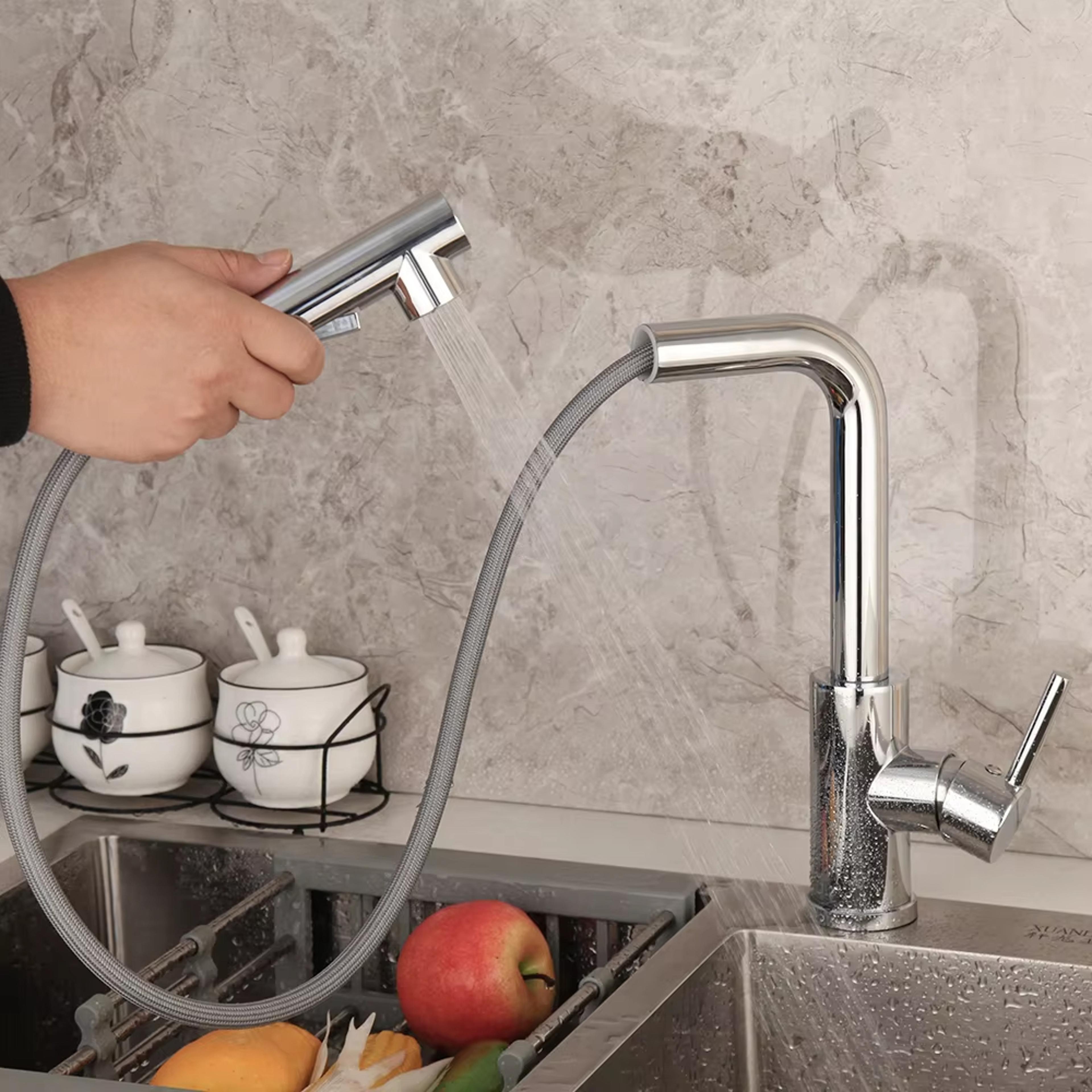 stainless steel pull out kitchen faucet dual function single handle mixer