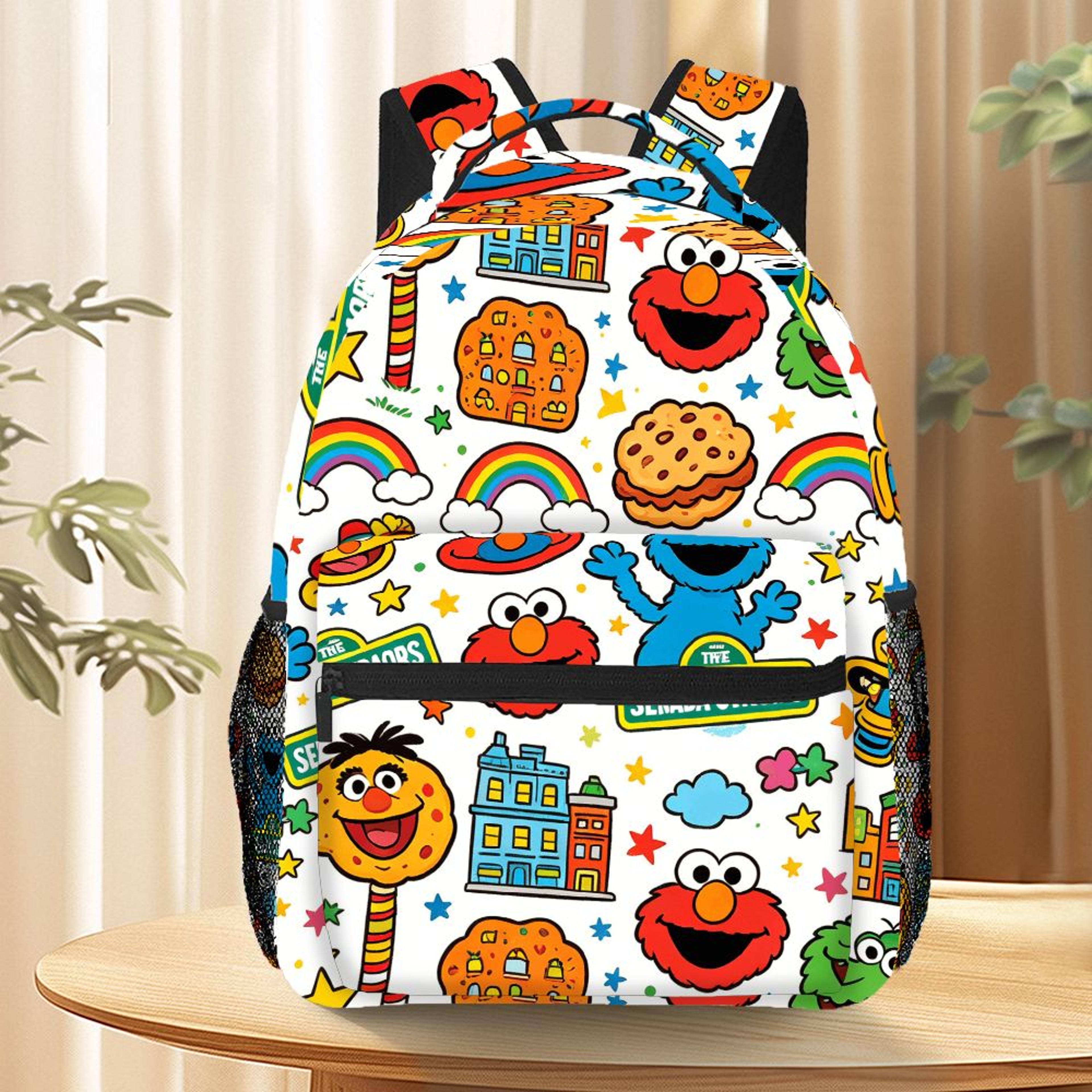 sesame street backpack elmo cookie monster large capacity school and travel bag