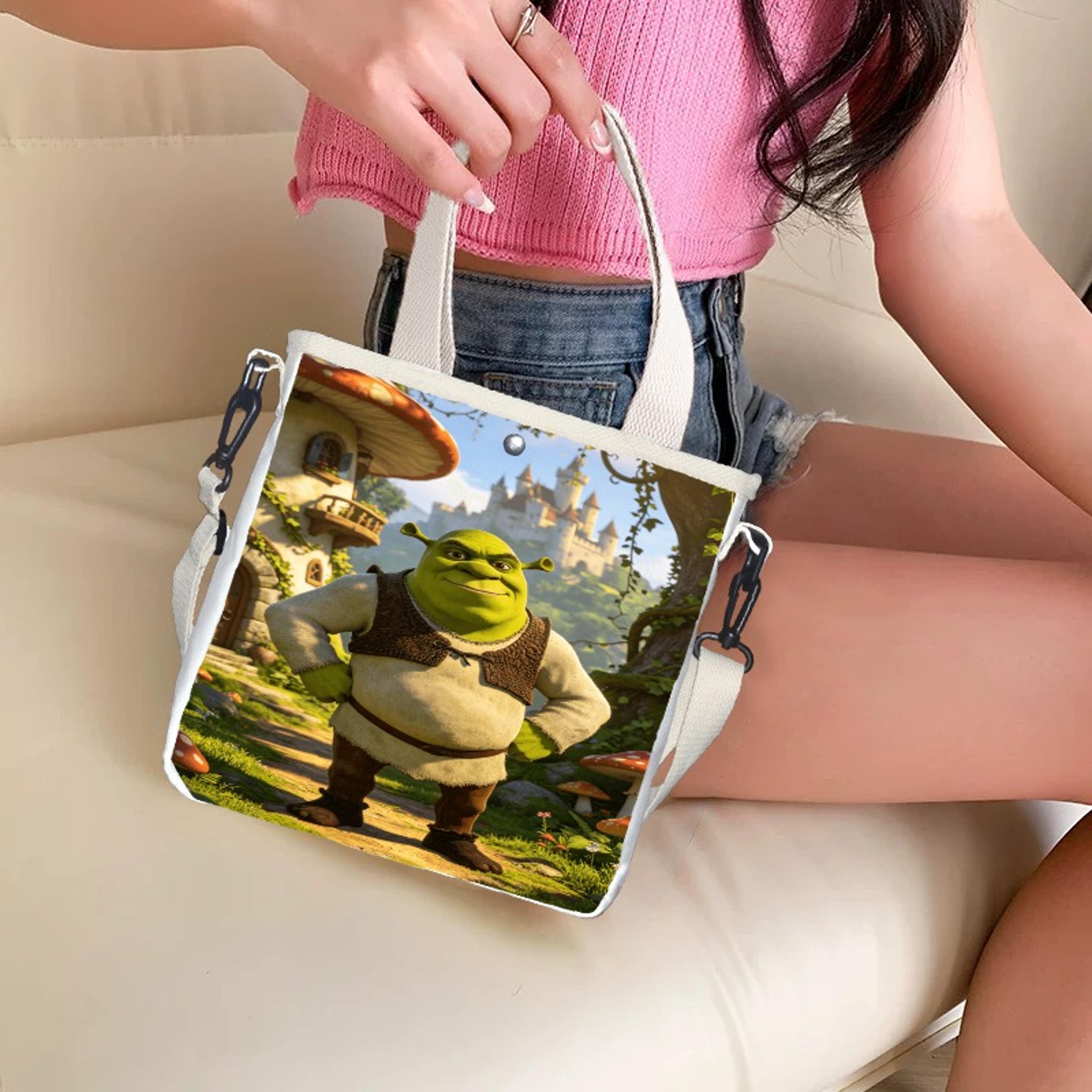 shrek print canvas tote bag crossbody shoulder handbag for women