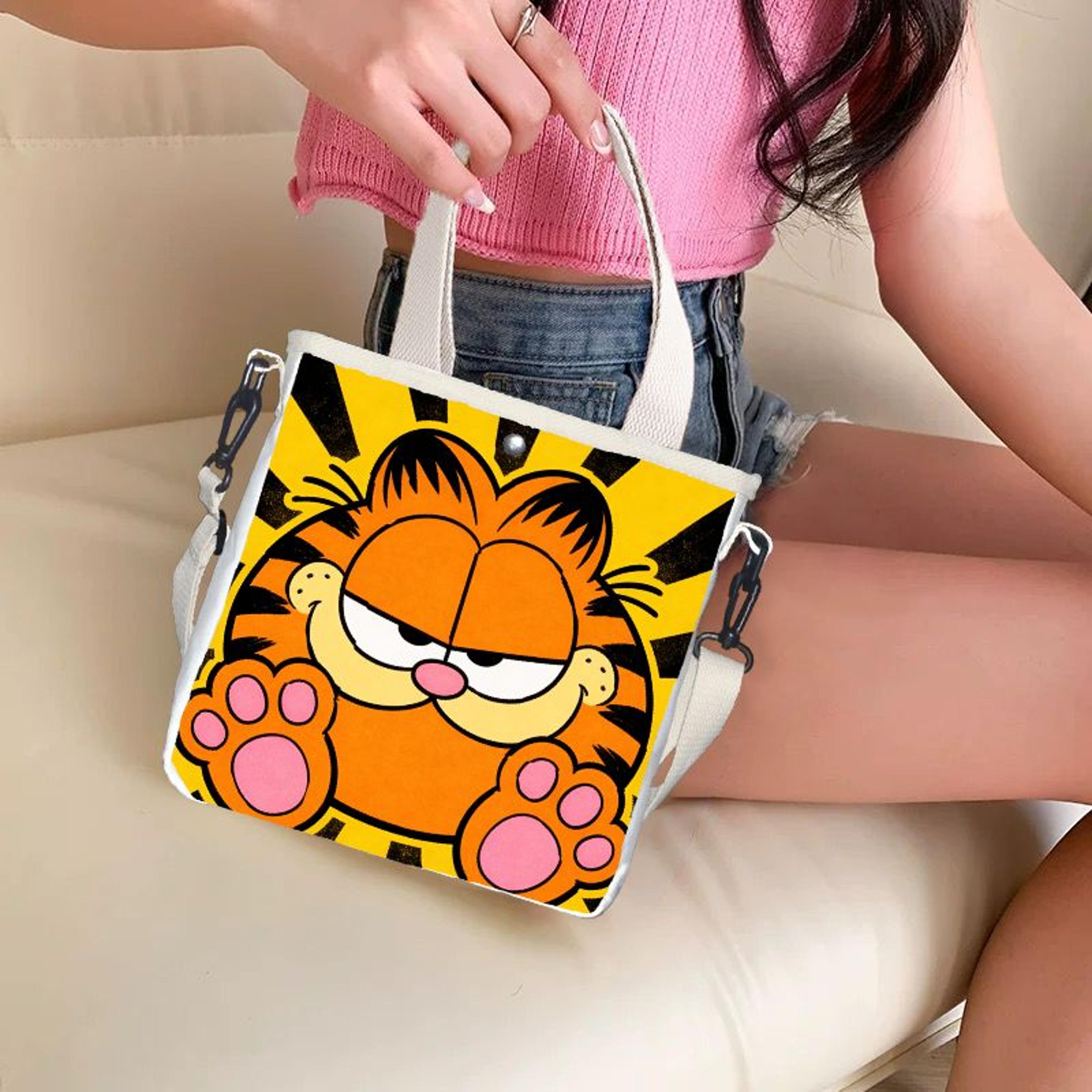 cute garfield crossbody bag canvas shoulder student tote