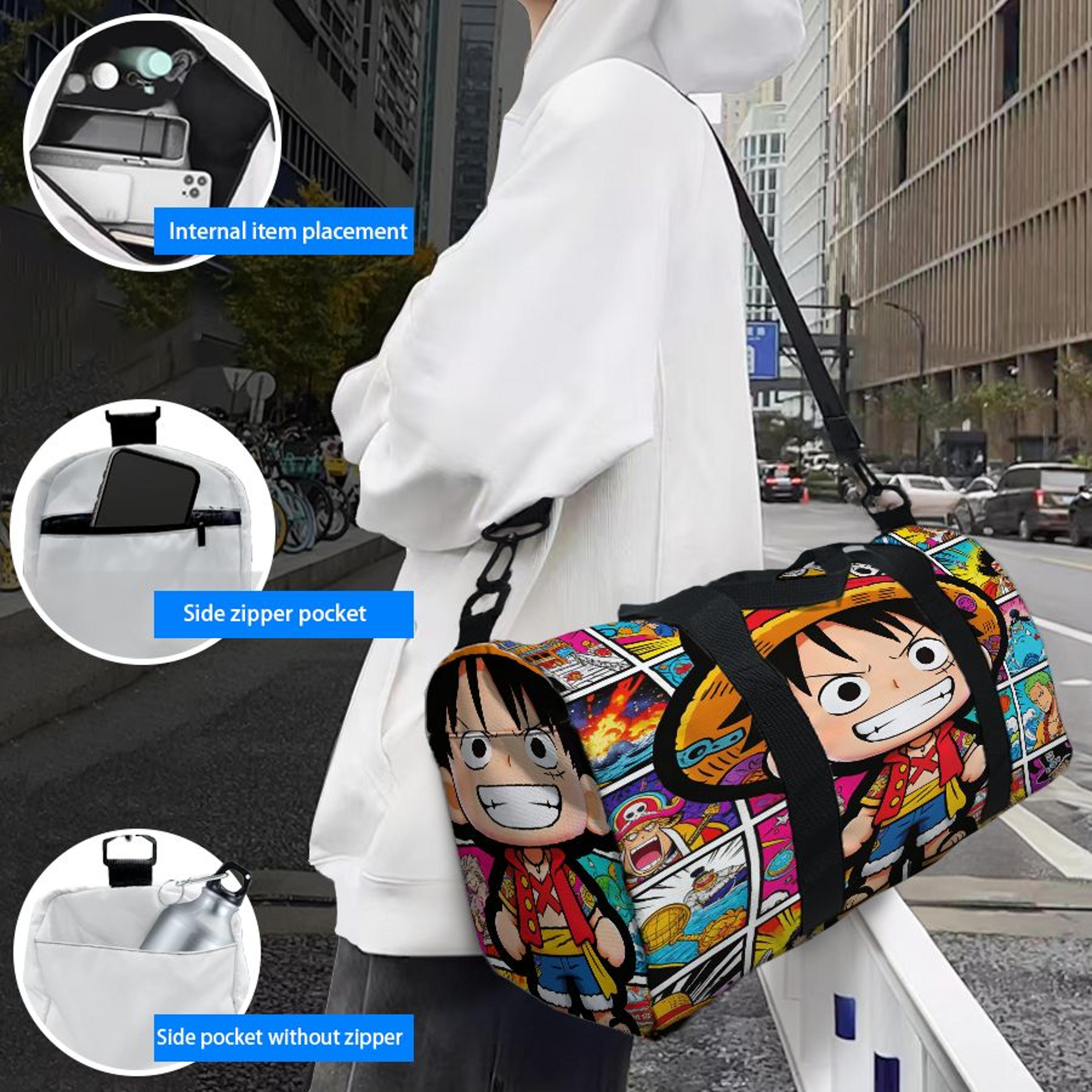 one piece luffy duffel bag large capacity anime travel gym weekender
