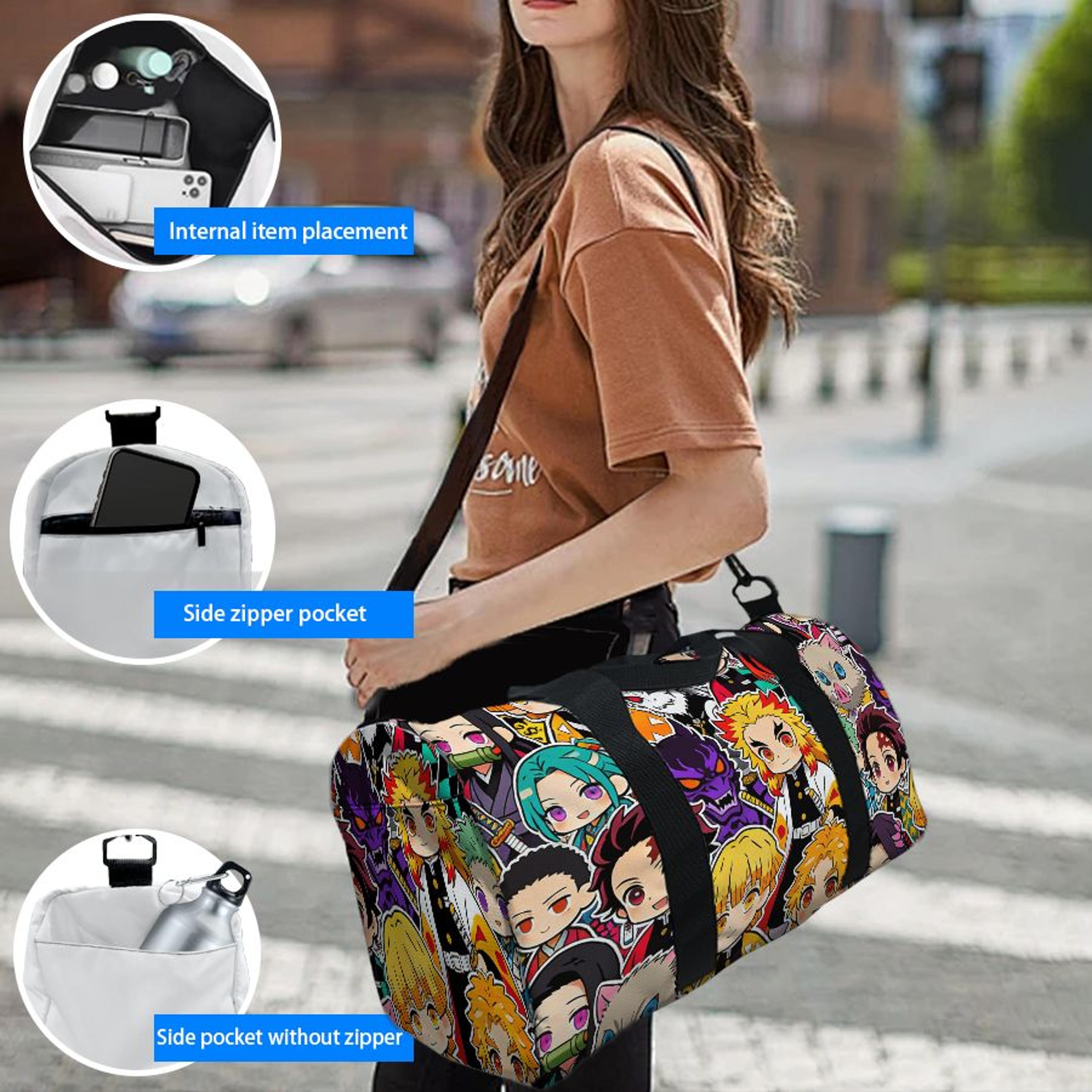 demon slayer anime duffel bag large capacity gym and weekender travel bag