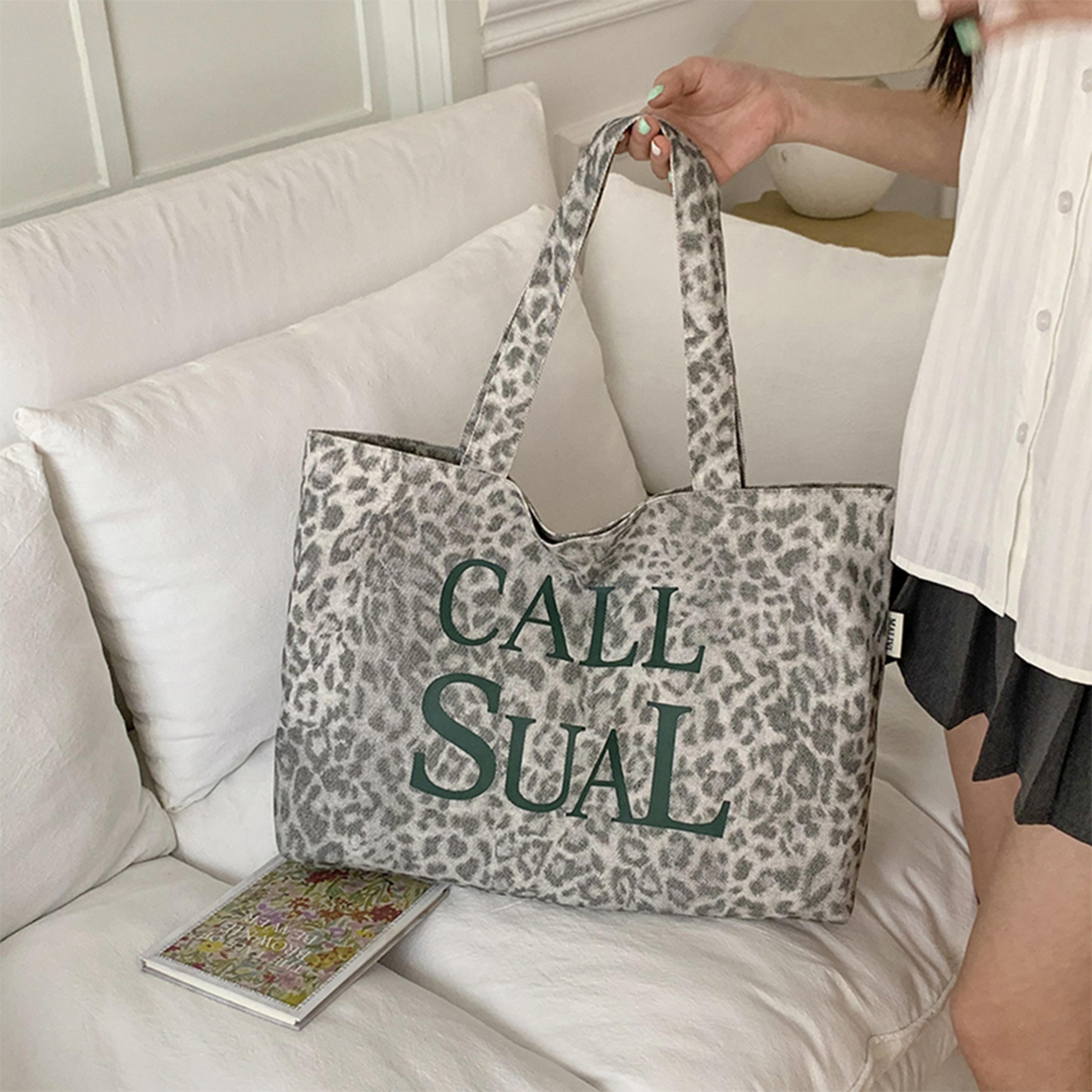 minimalist polka dot canvas tote bag large capacity shoulder bag for women