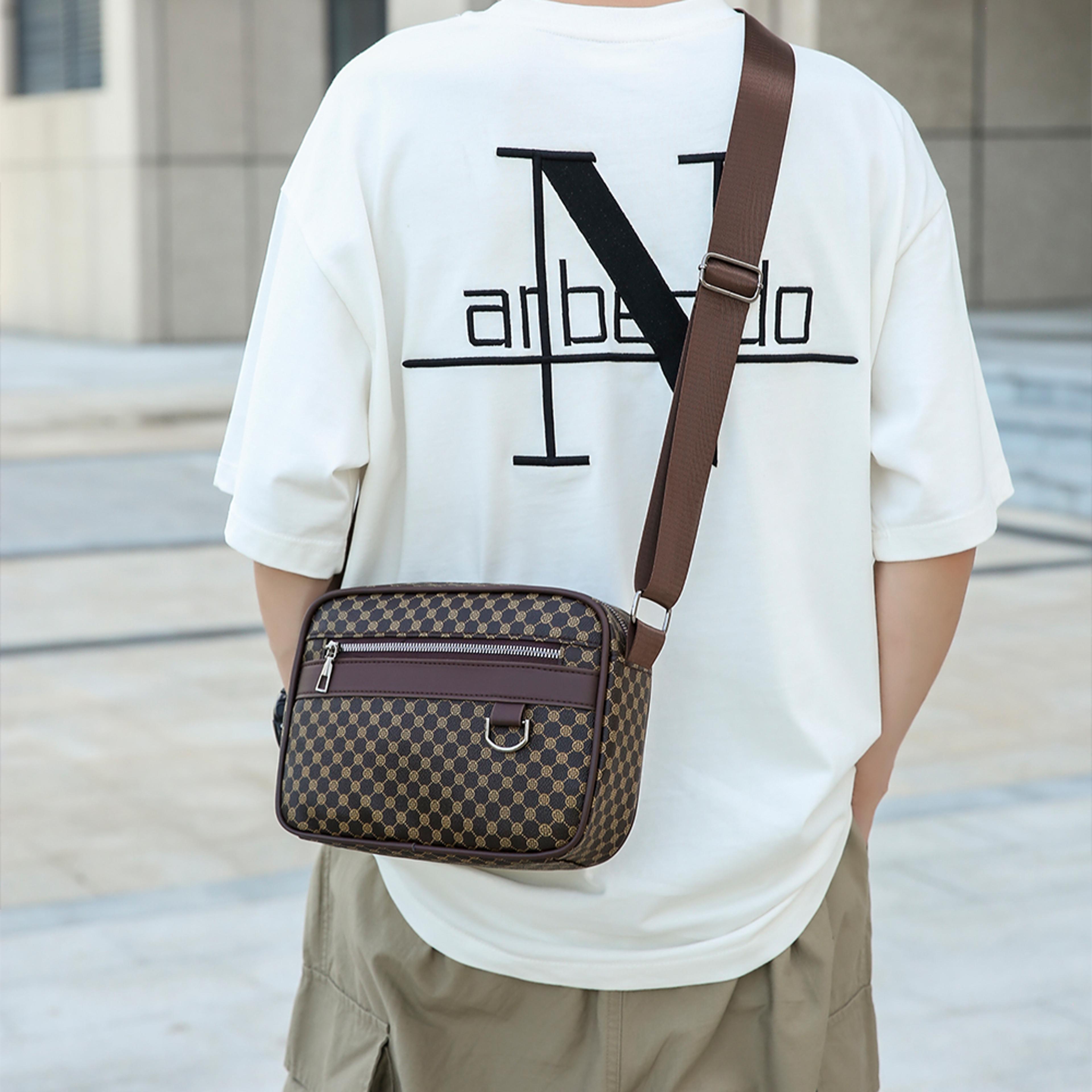 mens large capacity crossbody shoulder bag multi pocket business casual carry bag