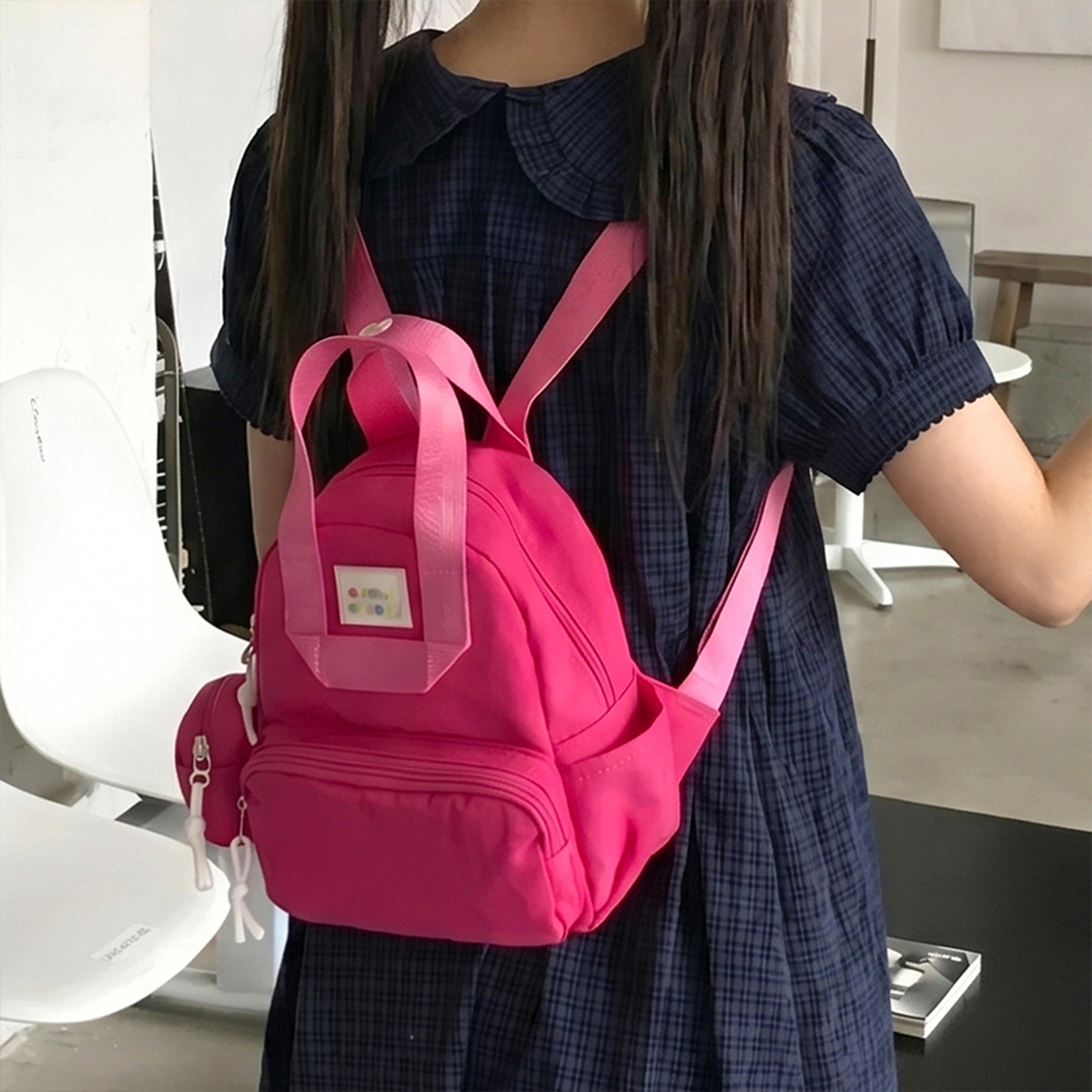 mini nylon backpack for women with detachable coin purse and multi pocket storage