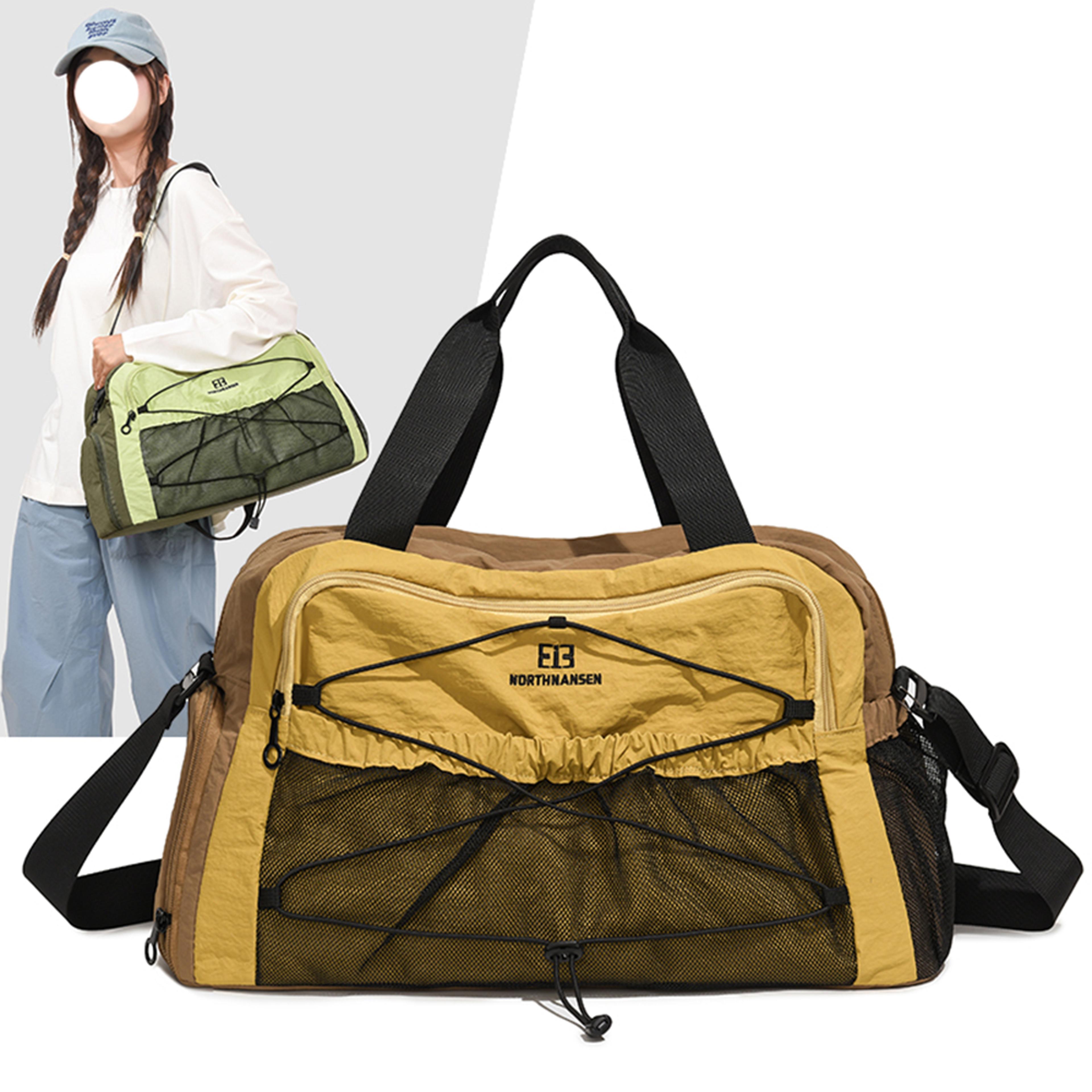 large capacity color block gym duffel bag for weekend travel