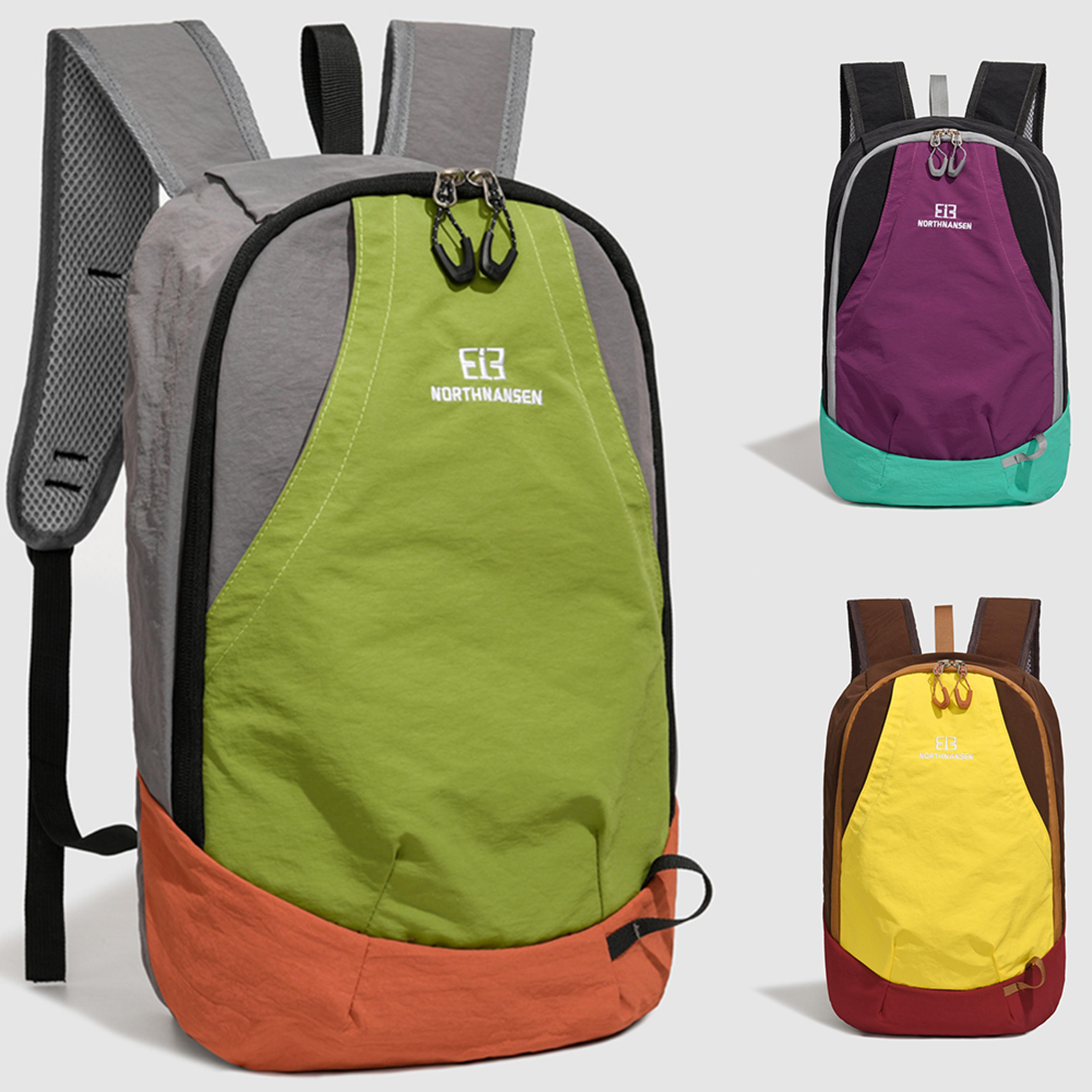 color block lightweight nylon sports backpack for hiking travel and tennis