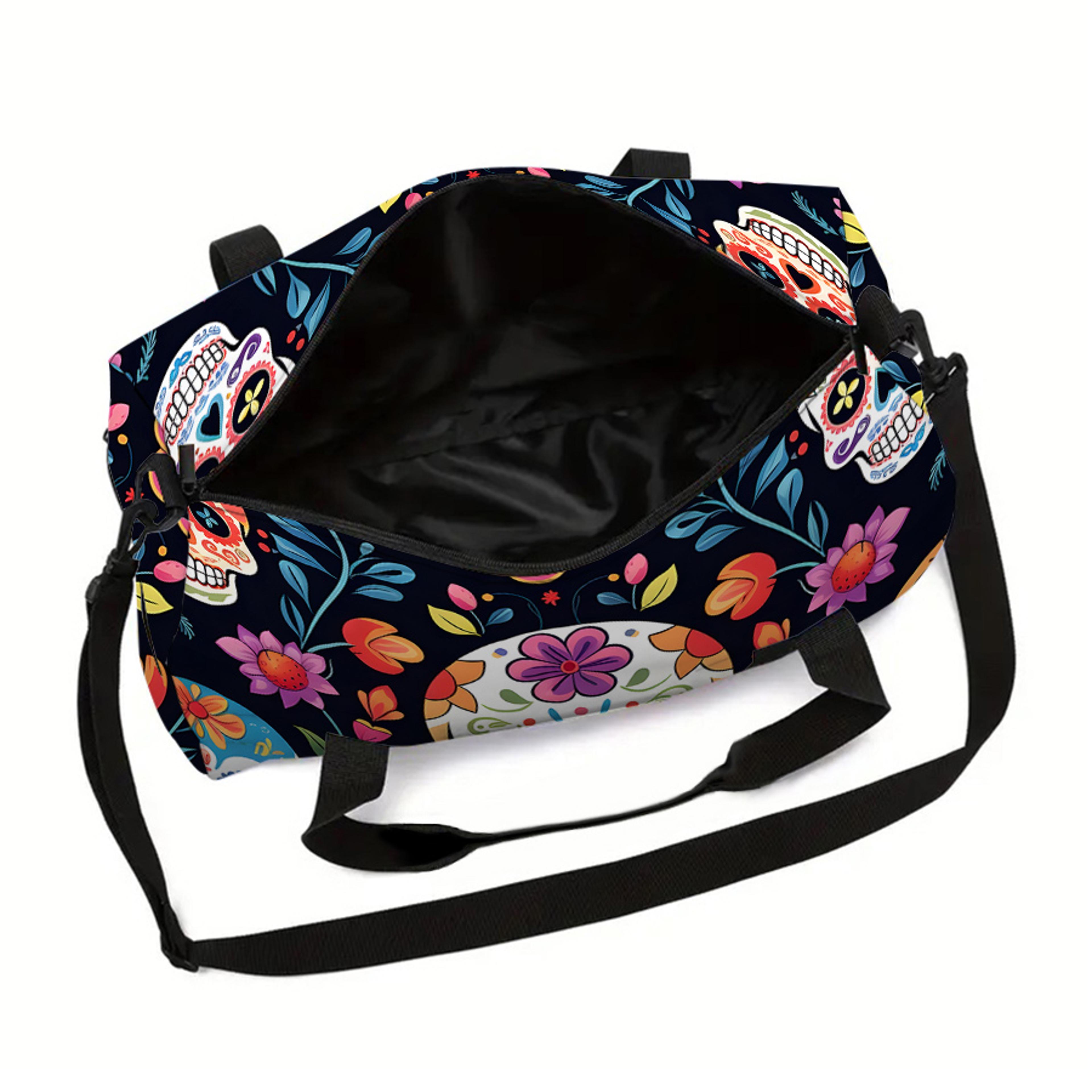 colorful skull kids travel duffel bag large capacity gym and overnight bag
