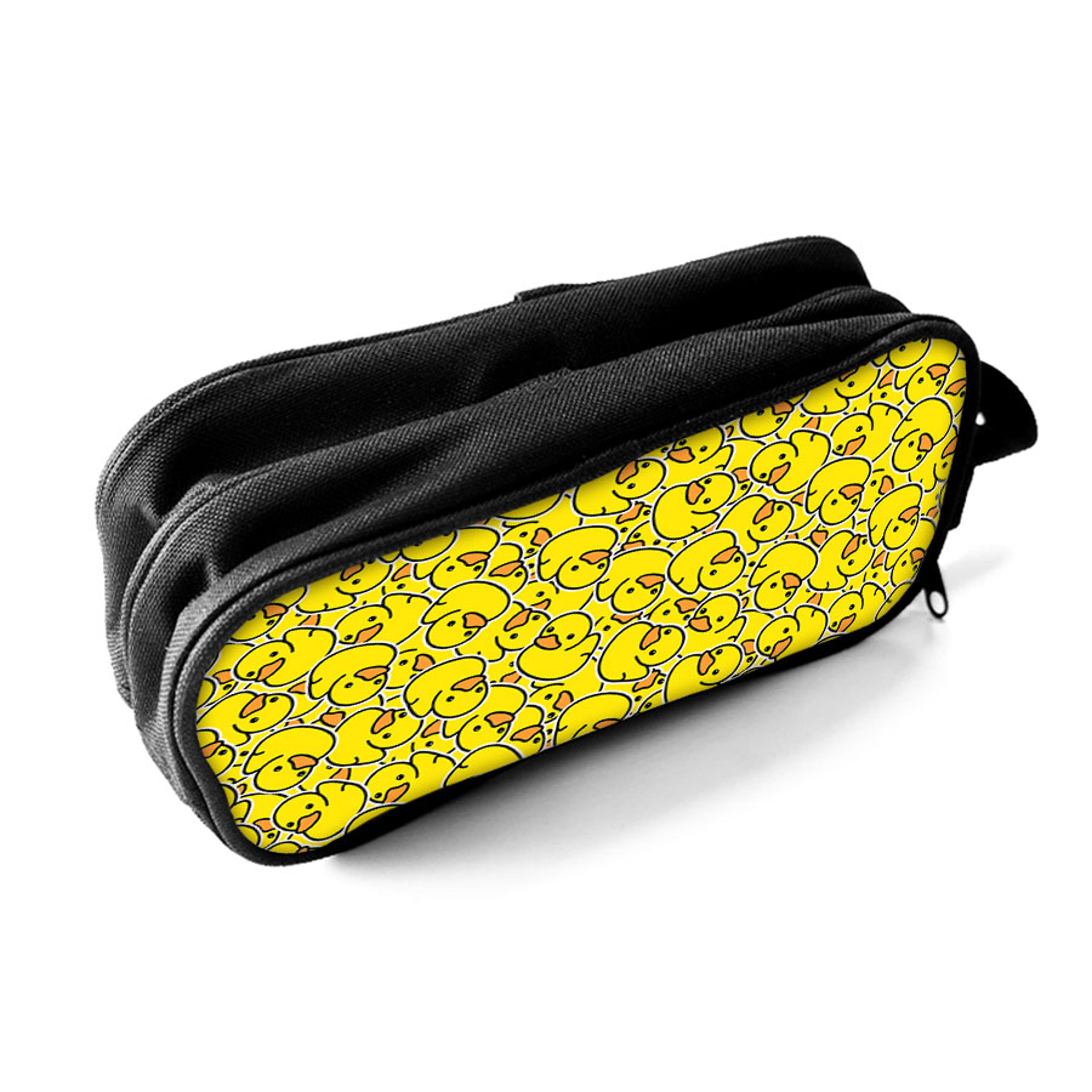 yellow duck double layer pencil case cute cartoon school stationery organizer