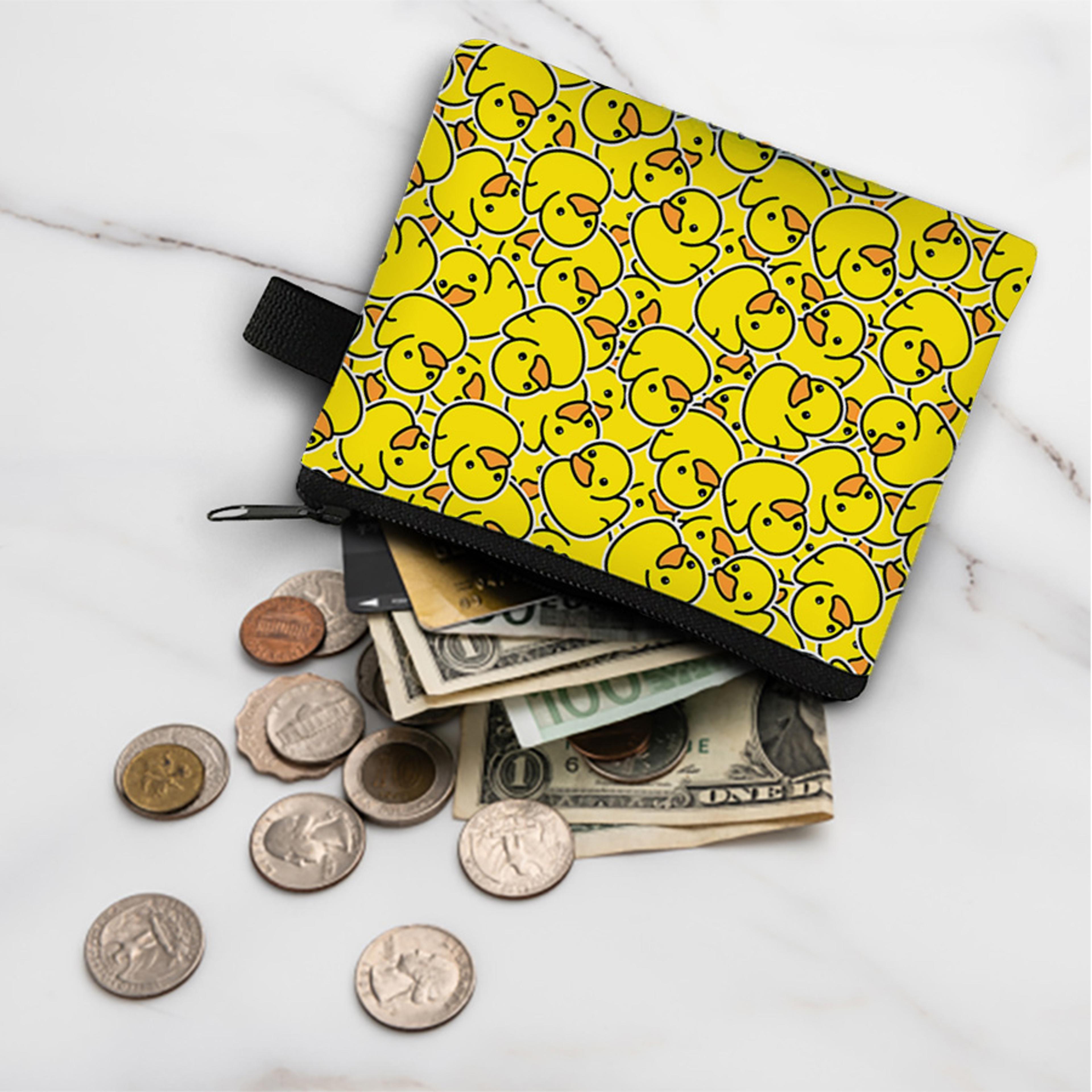 yellow duck coin purse keychain wallet for kids