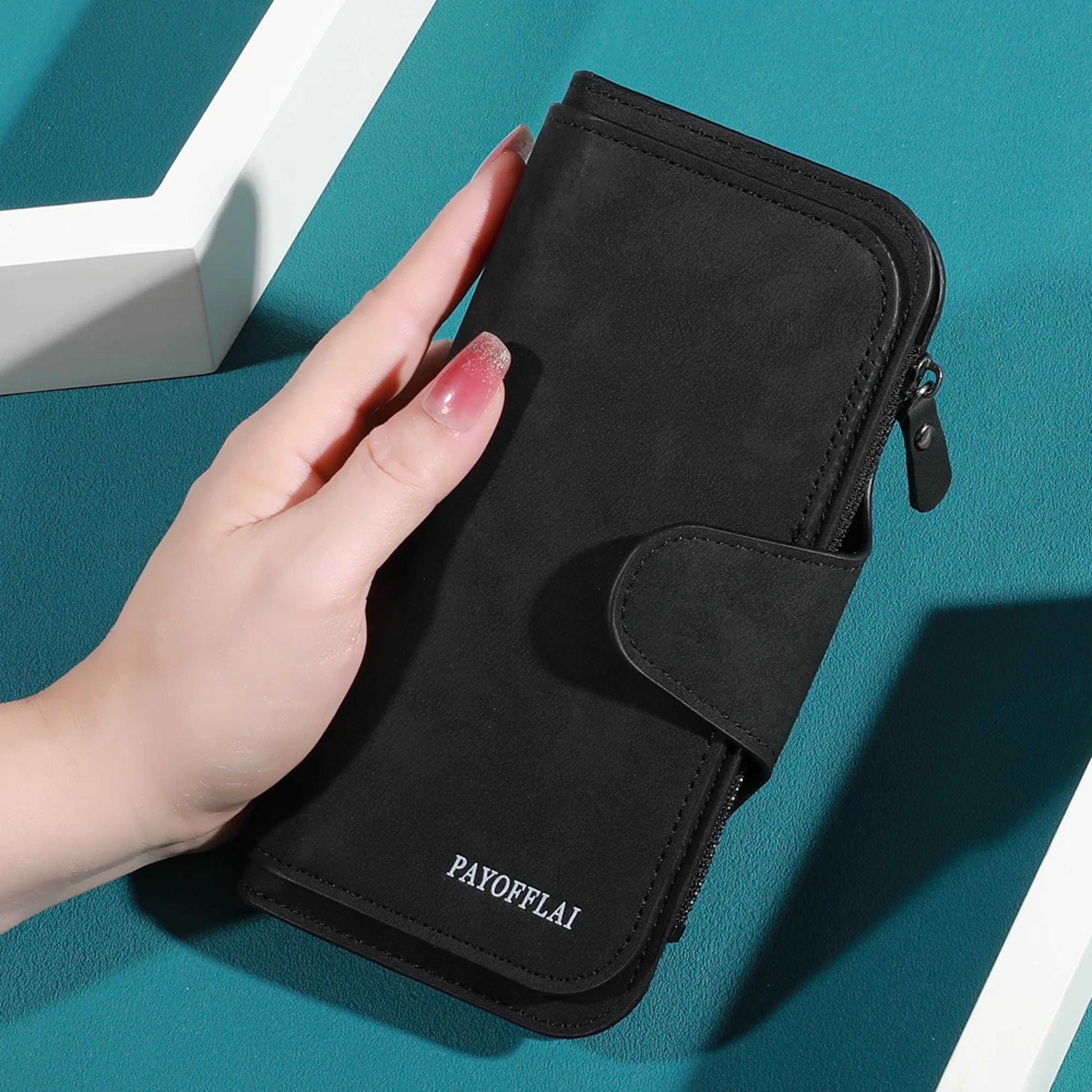 womens long trifold phone wallet large capacity card and coin organizer