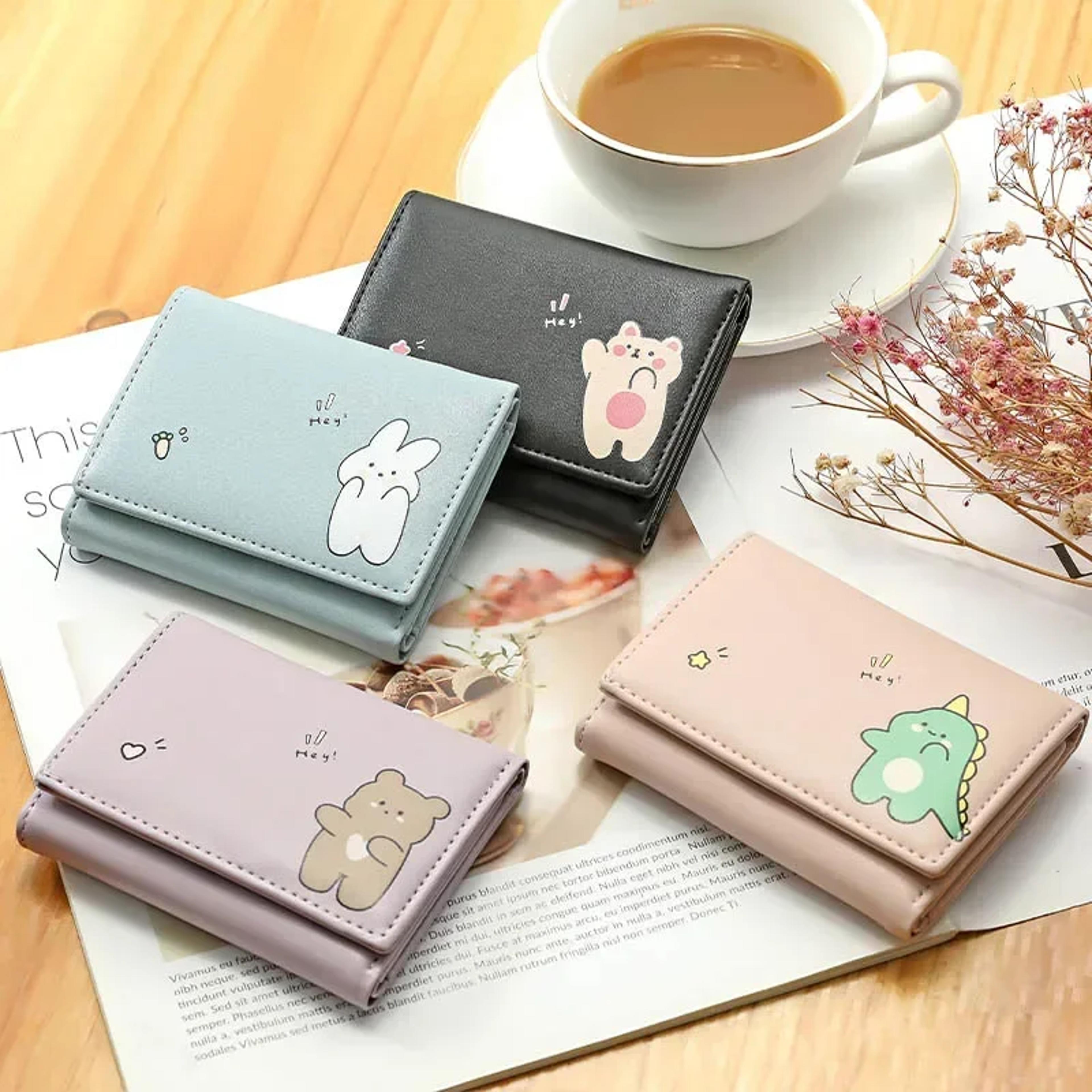 chic womens pu leather wallet compact short card holder and coin purse