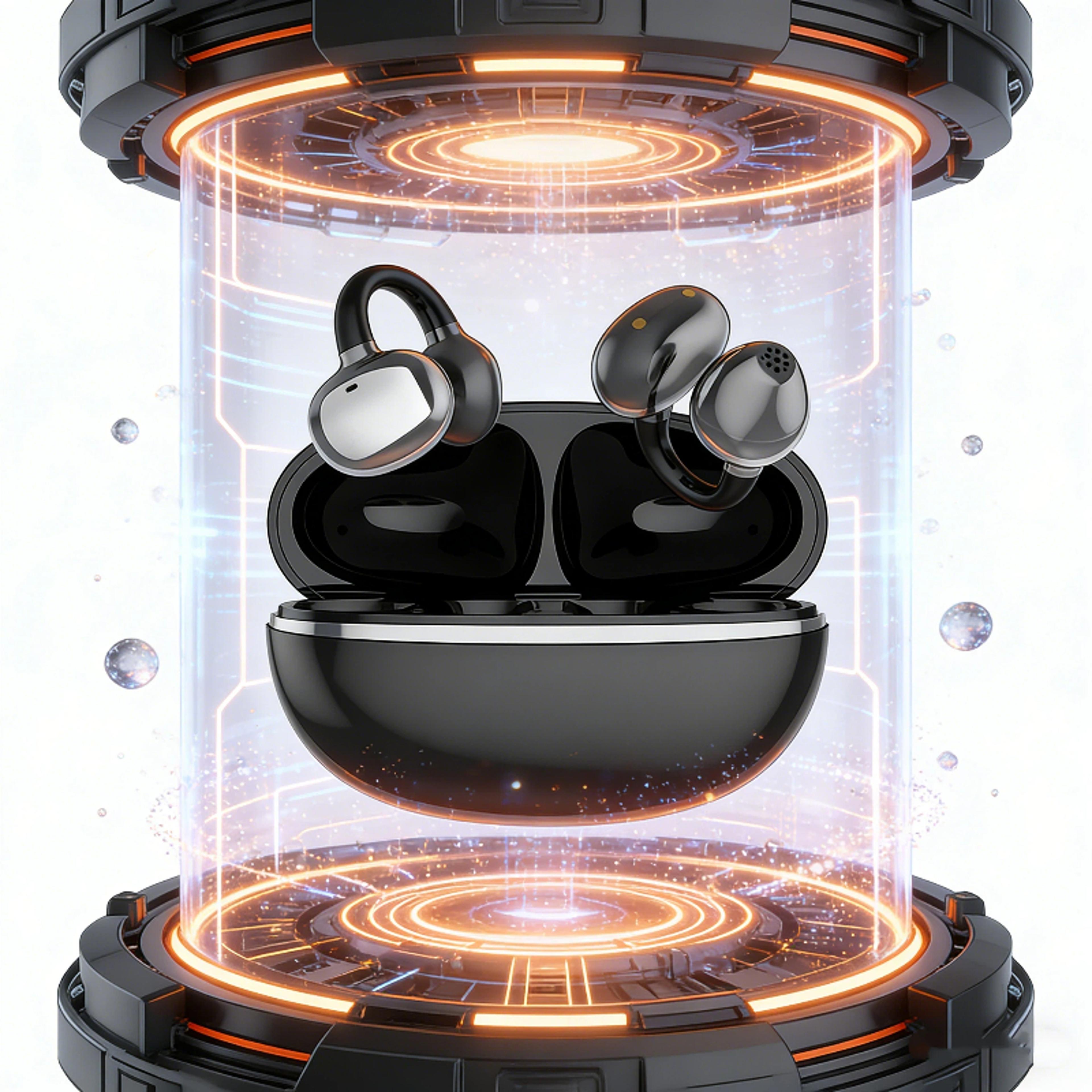 clip on wireless bluetooth headphones high fidelity stereo sports earbuds