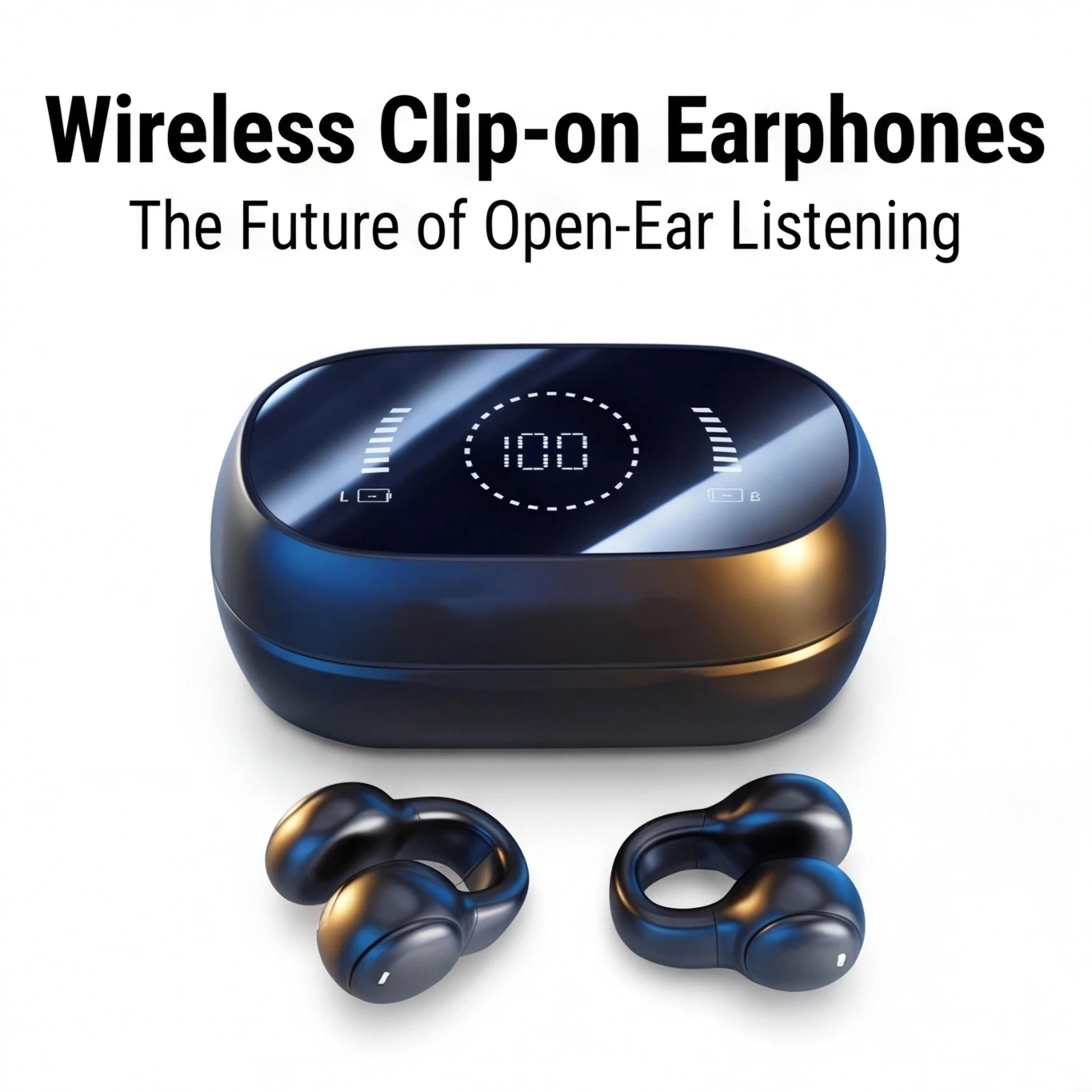 wireless bluetooth earbuds with digital display open ear sport headphones
