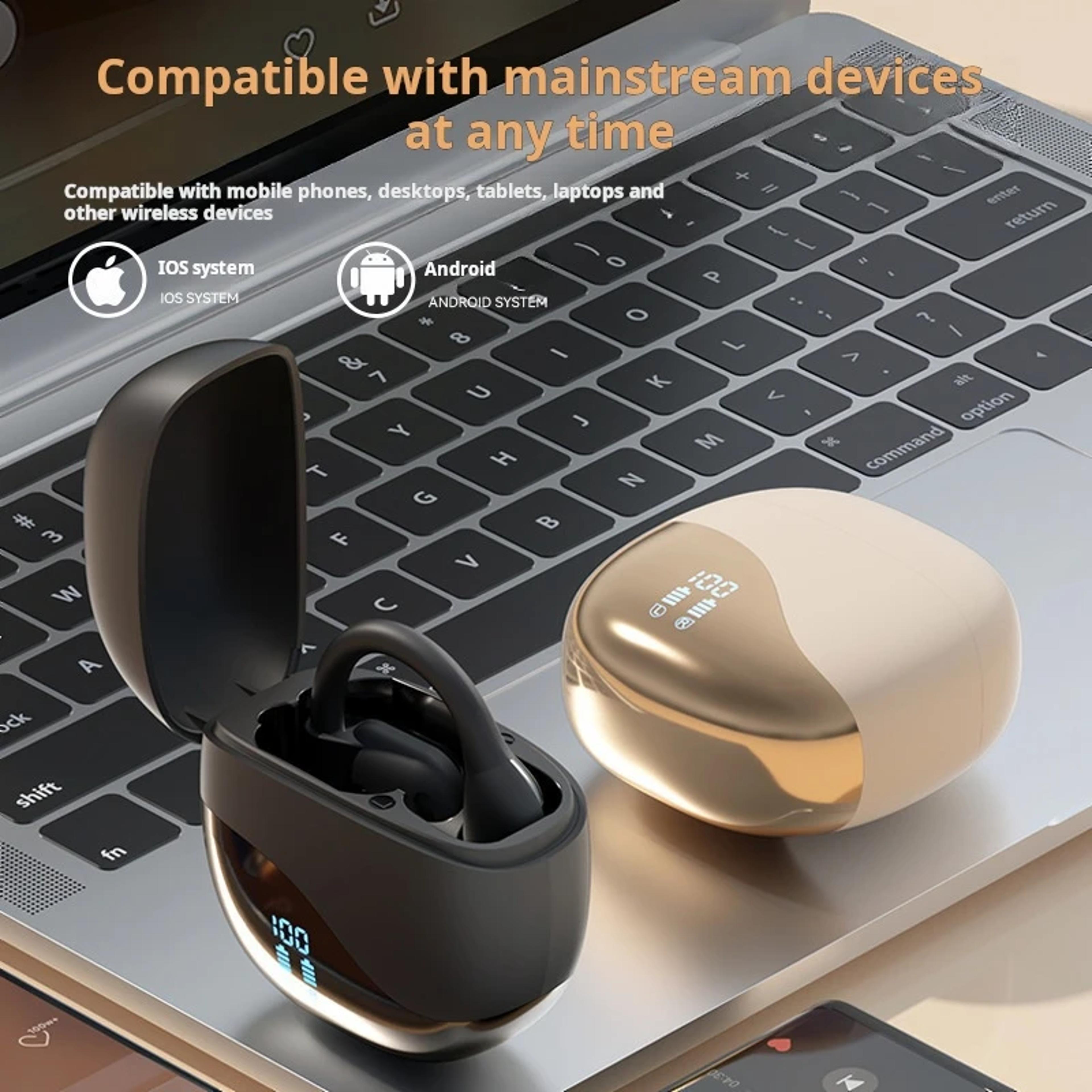 open ear bluetooth earbuds with led display and ear hooks
