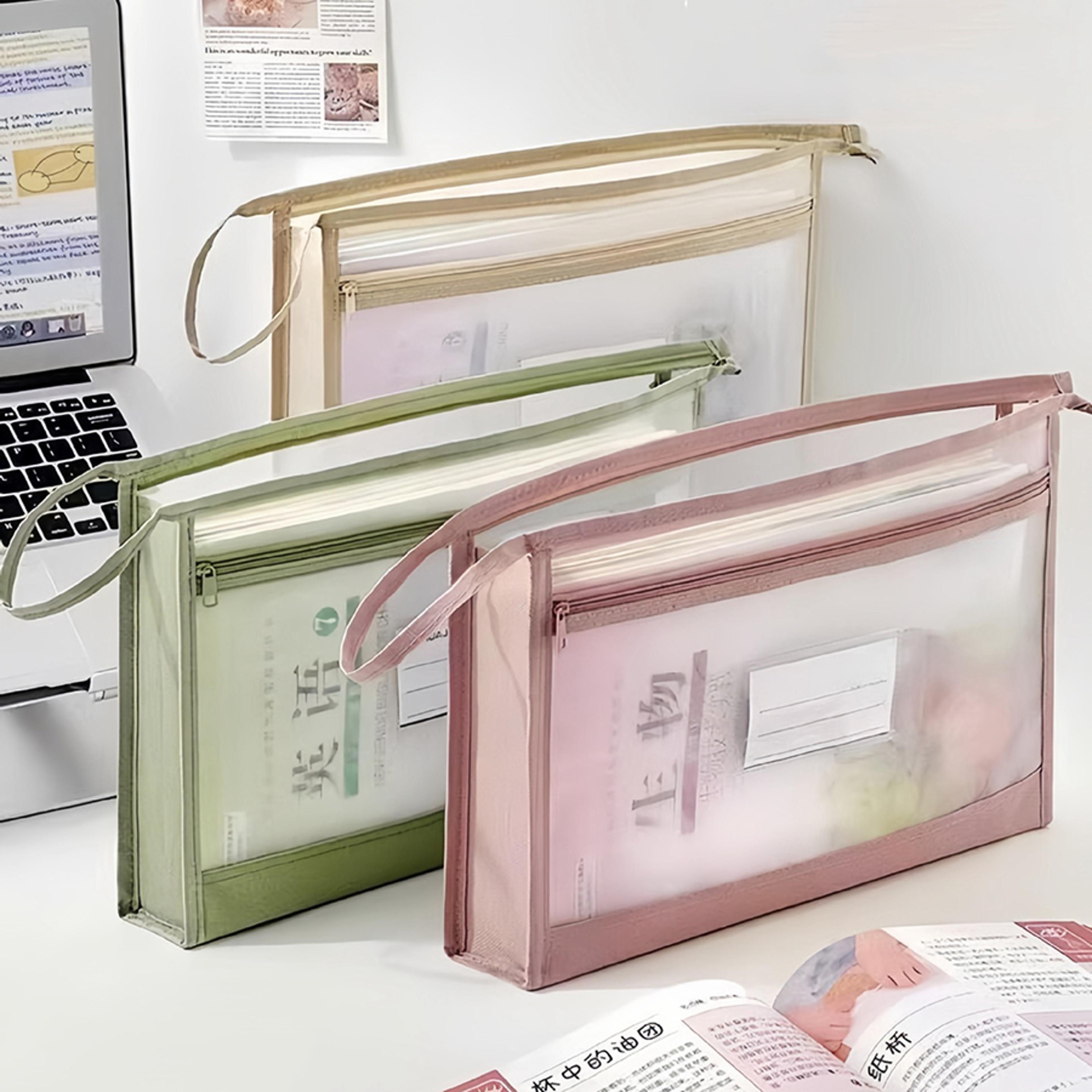 transparent mesh document organizer double zipper file storage bag