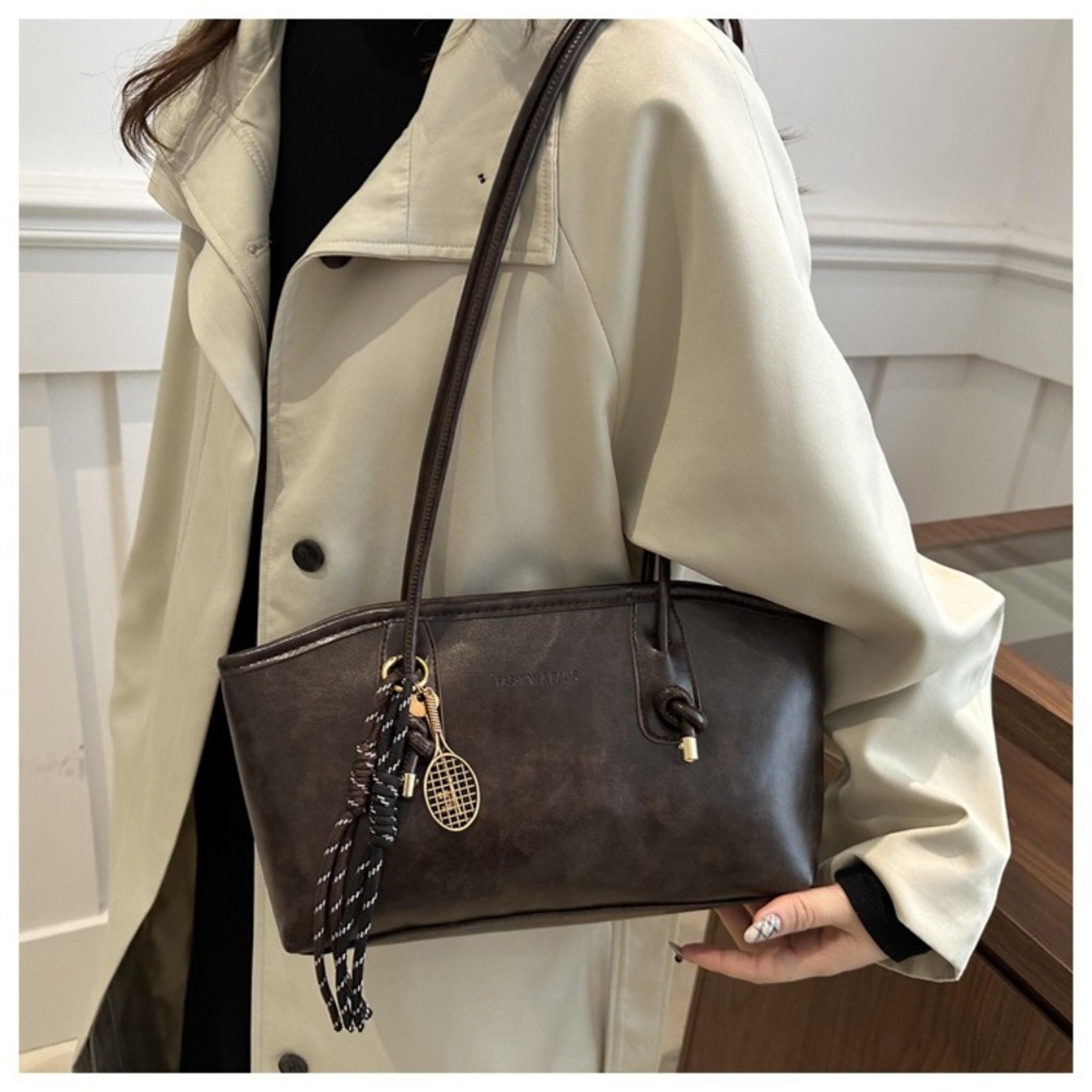 large capacity pu leather shoulder bag for women work and everyday carry