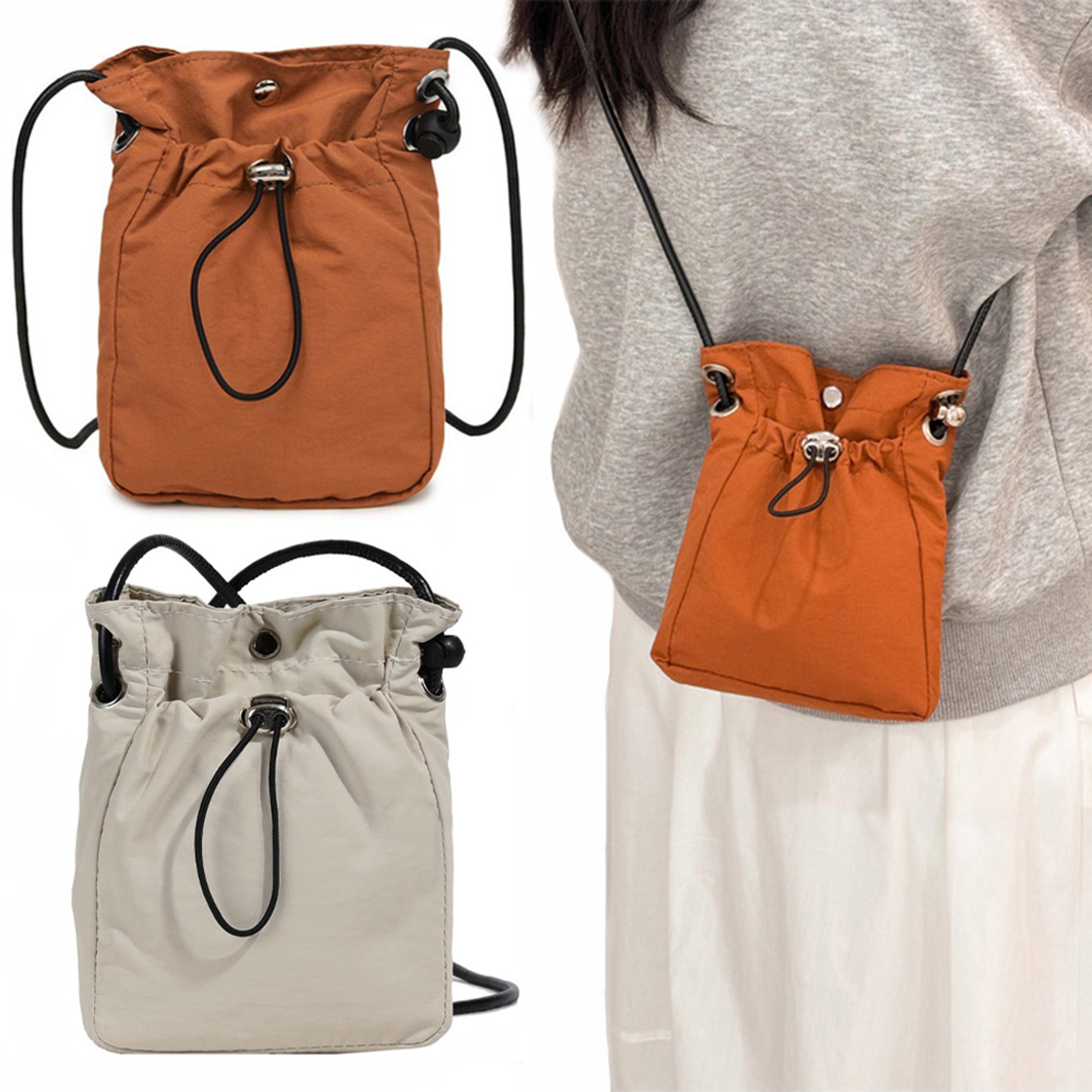 soft mini nylon crossbody bag with phone wallet and adjustable shoulder strap