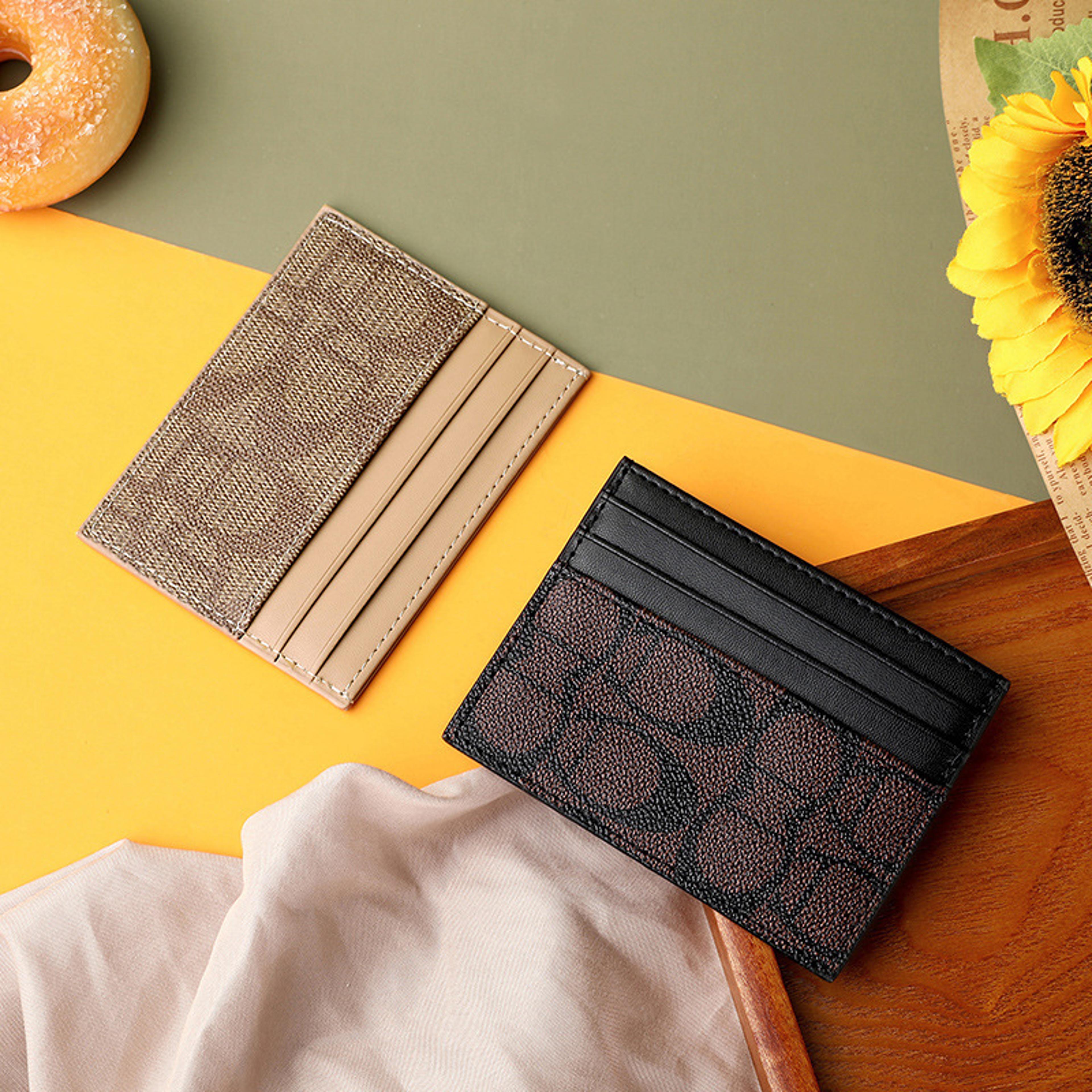 luxury womens wallet with multi card slots, compact pu leather card holder purse