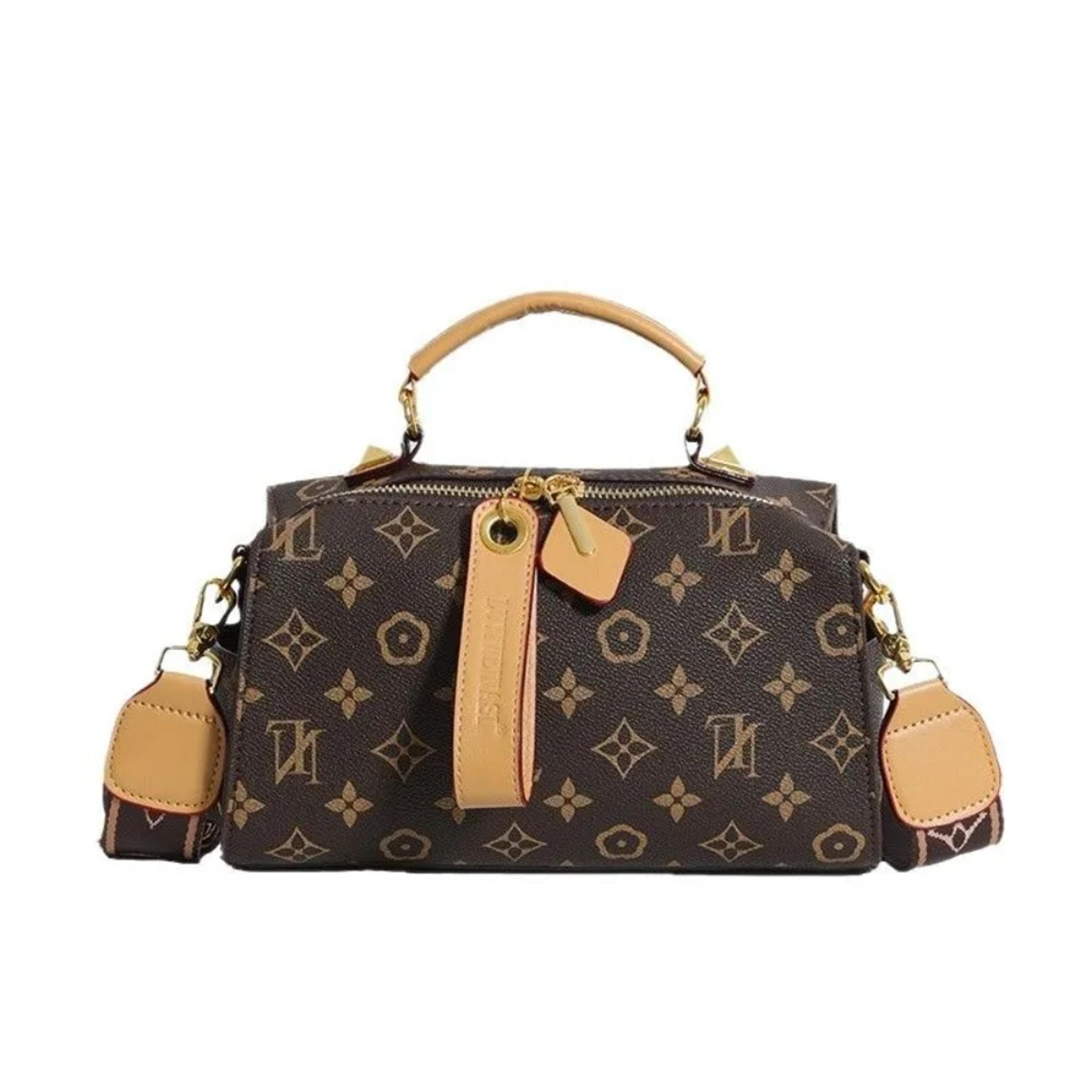 retro printed large capacity crossbody bag with wide shoulder strap