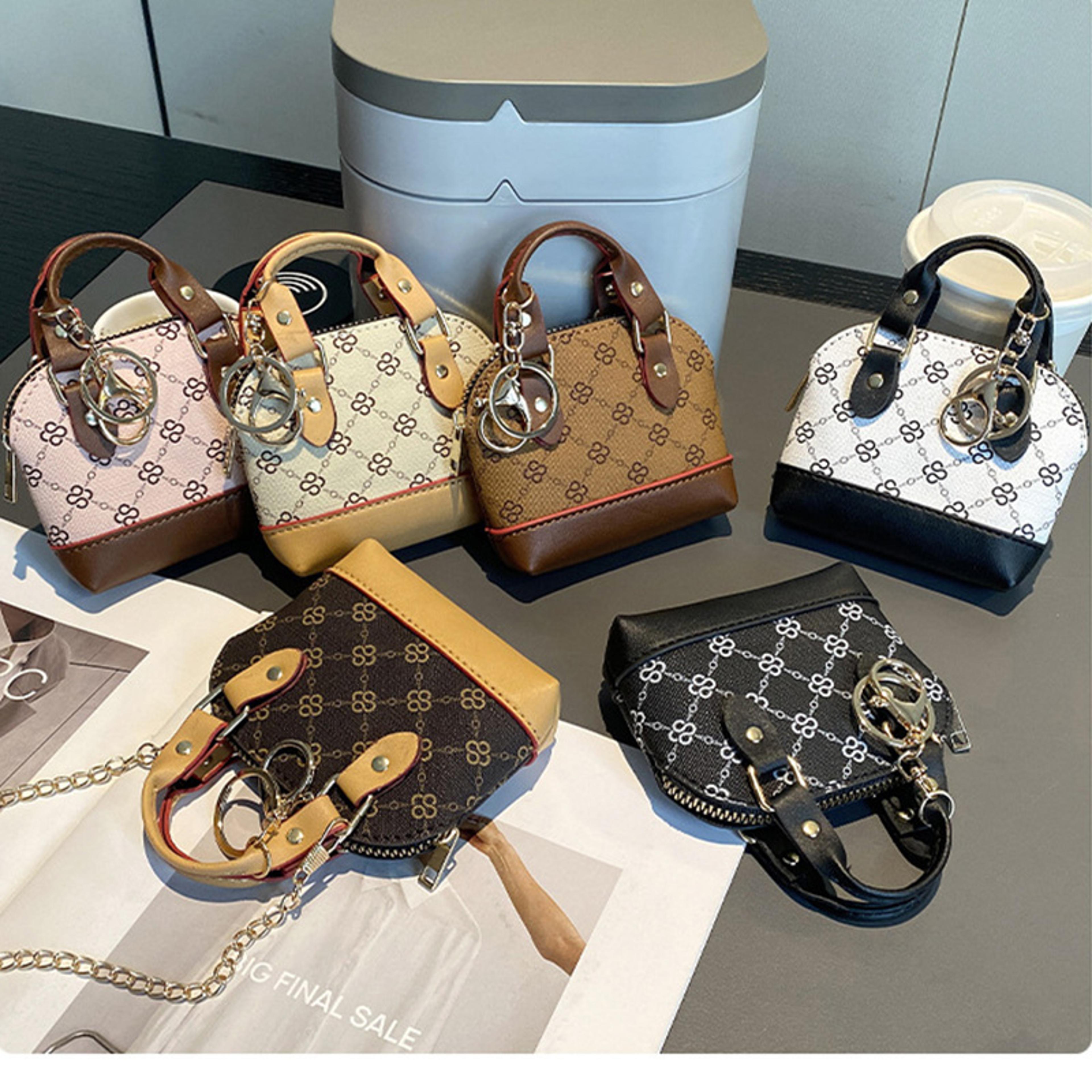 printed mini airpods bag with chain compact earbud case and coin purse