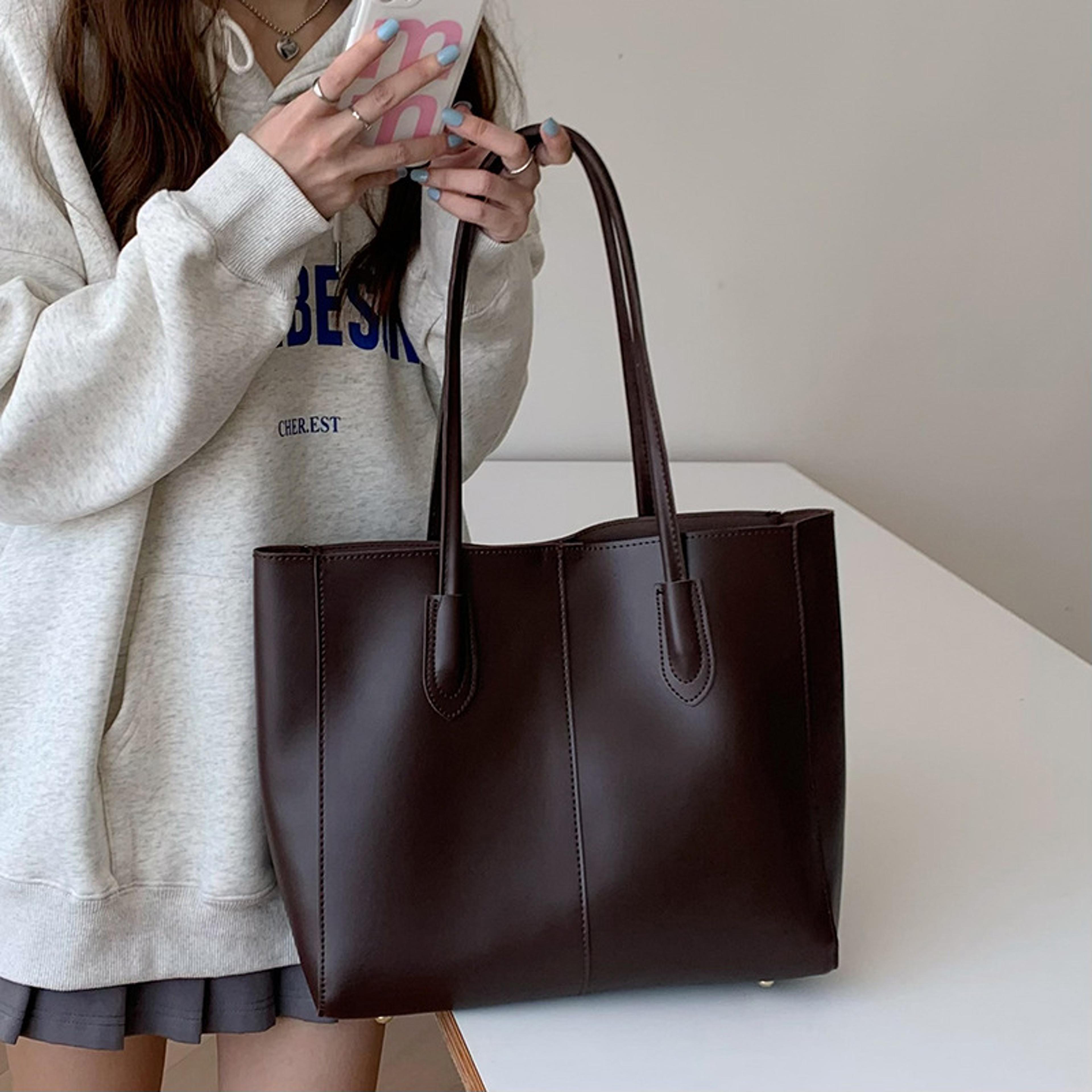 vintage large capacity womens tote bag korean style commuter shoulder handbag