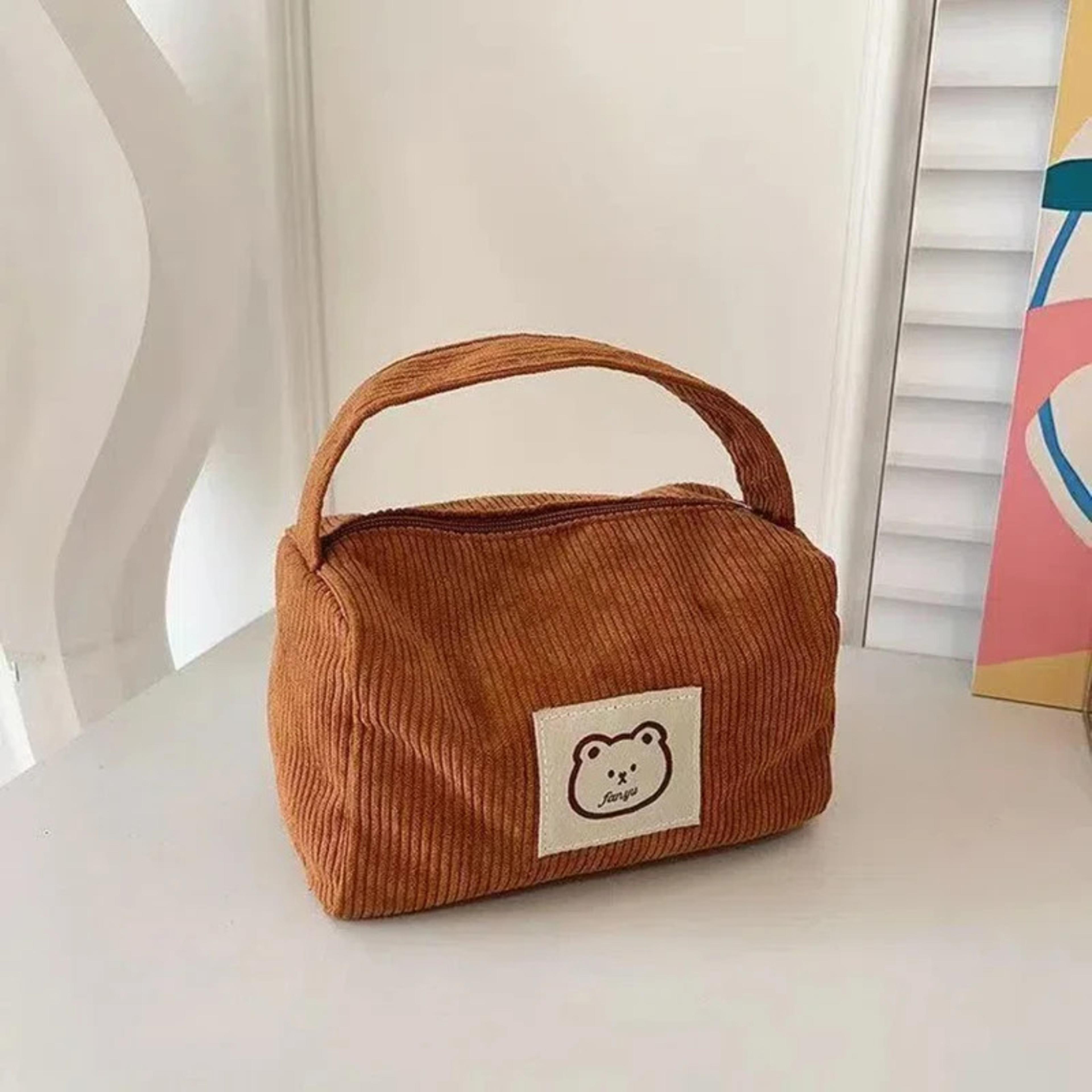 plush makeup bag for women large soft cosmetic bag with handle